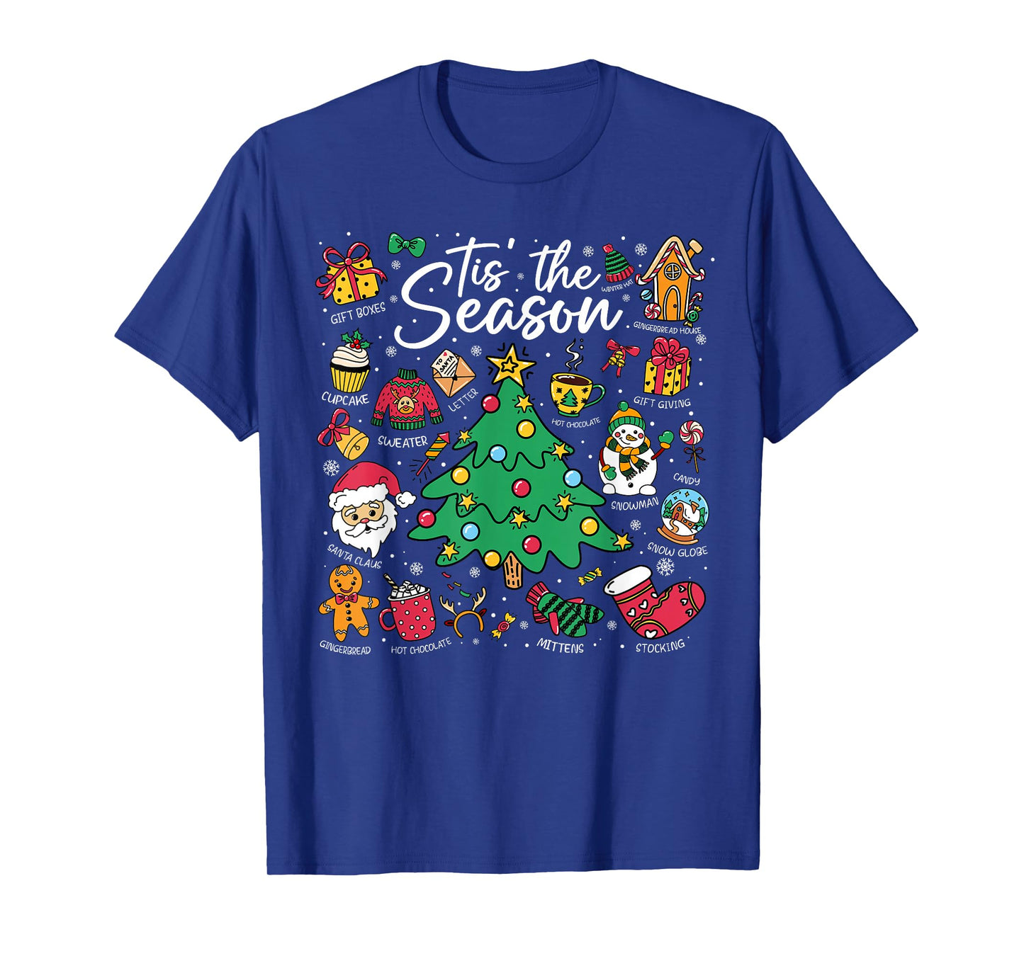 Tis The Season Christmas Tree Santa Claus Holiday Women Kids T-Shirt