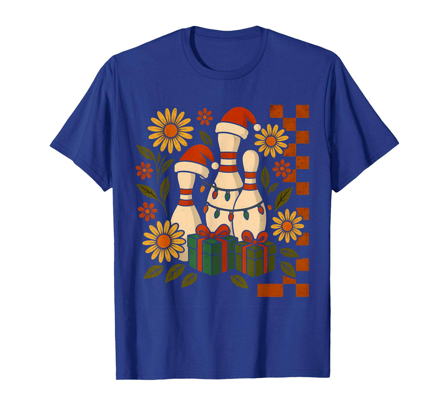 Retro Christmas Bowling Pins Graphic Funny Holiday Design T-Shirt