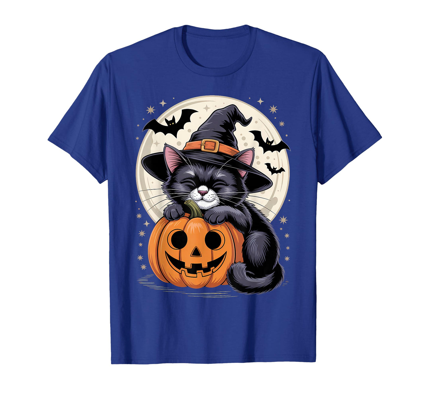 Halloween Black Cat Witch Hat Pumpkin Spooky T-Shirt