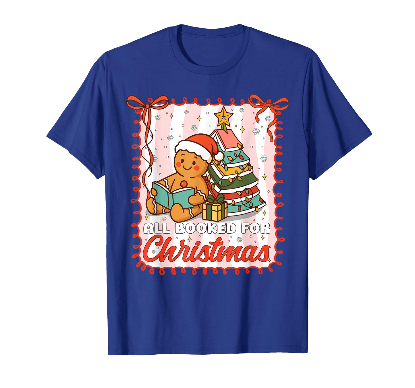 All Booked for Christmas Gingerbread Christmas Tree Book Kid T-Shirt