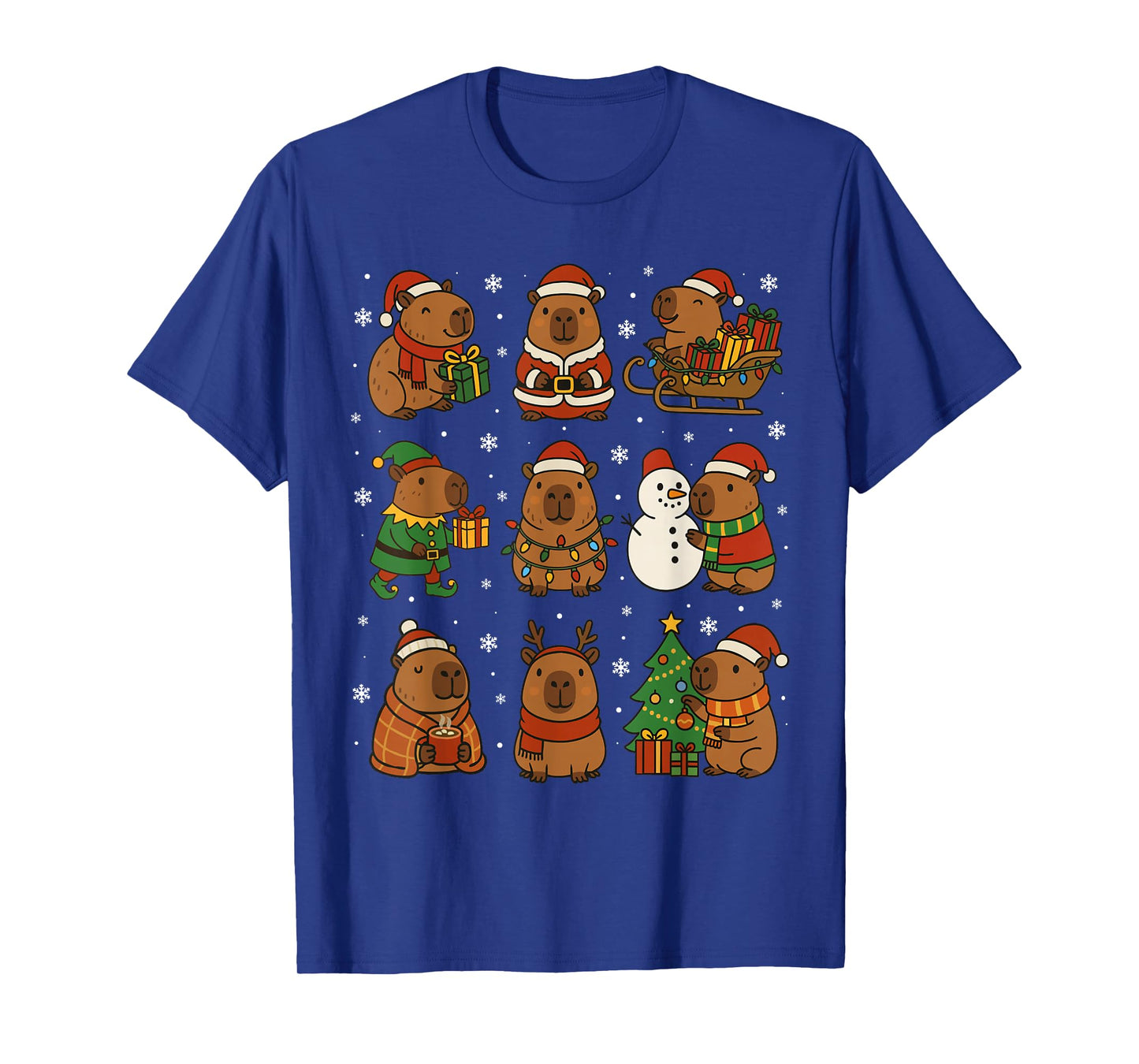 Christmas Capybara Santa Hat Funny Xmas Men Women Kids T-Shirt