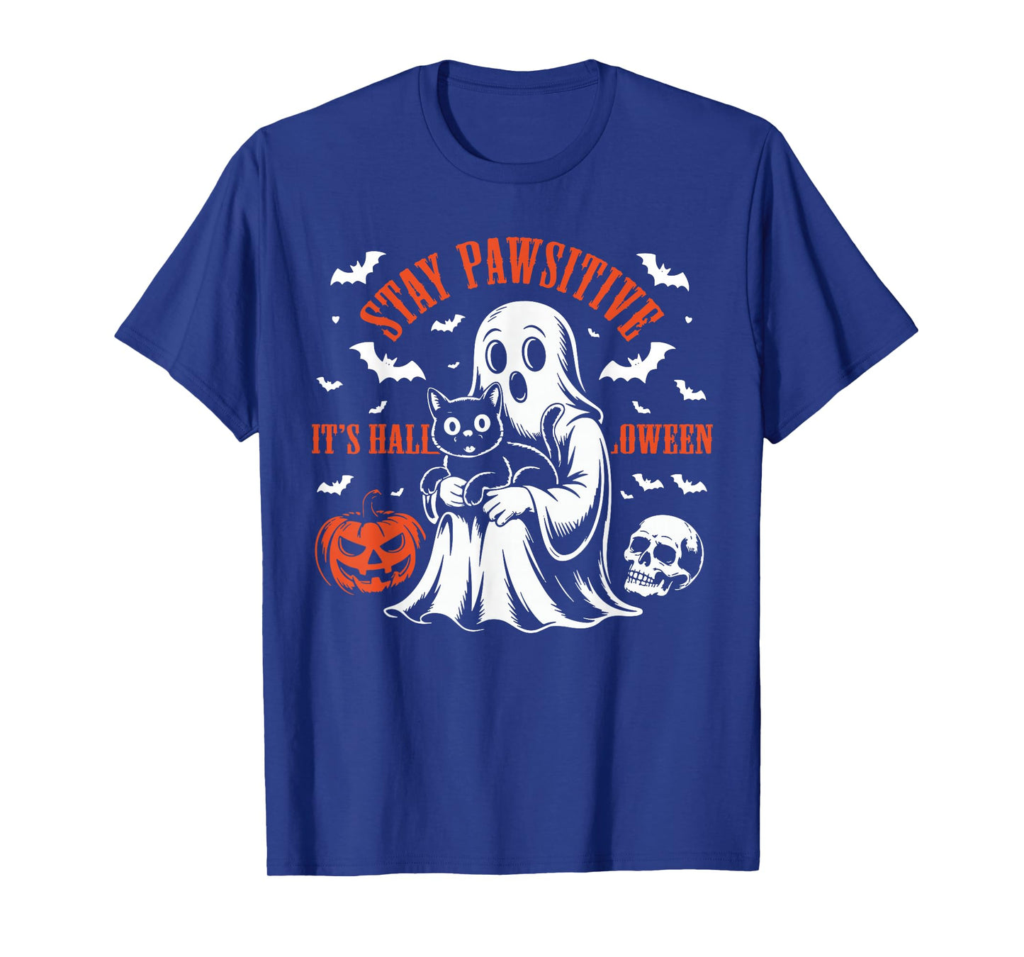 Stay Pawsitive, it’s Halloween Pet Cute Black Cat Ghost Boo T-Shirt