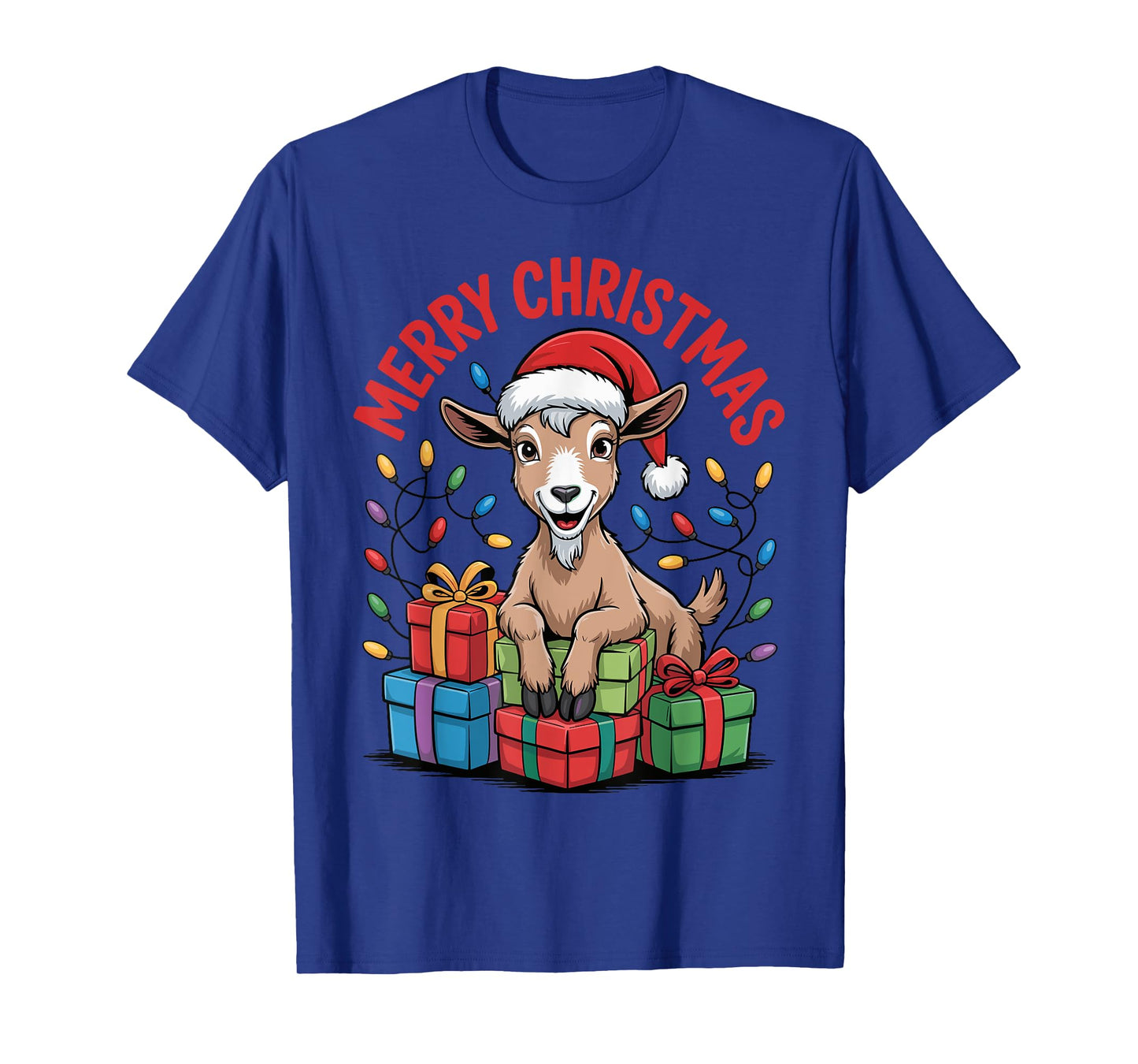 Funny Goat Santa Hat Animals Lovers Ugly Christmas Pajamas T-Shirt