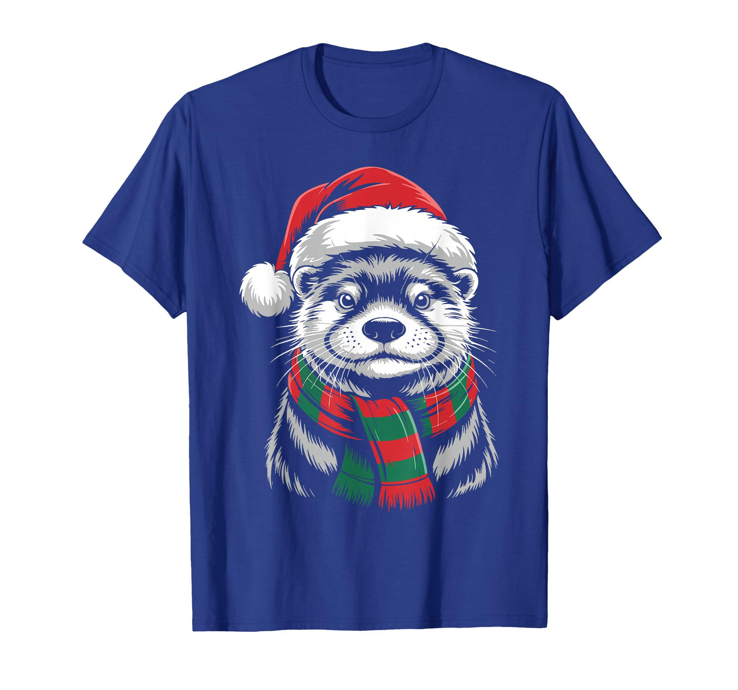 Otter Xmas Santa Hat Scarf Christmas Costume T-Shirt
