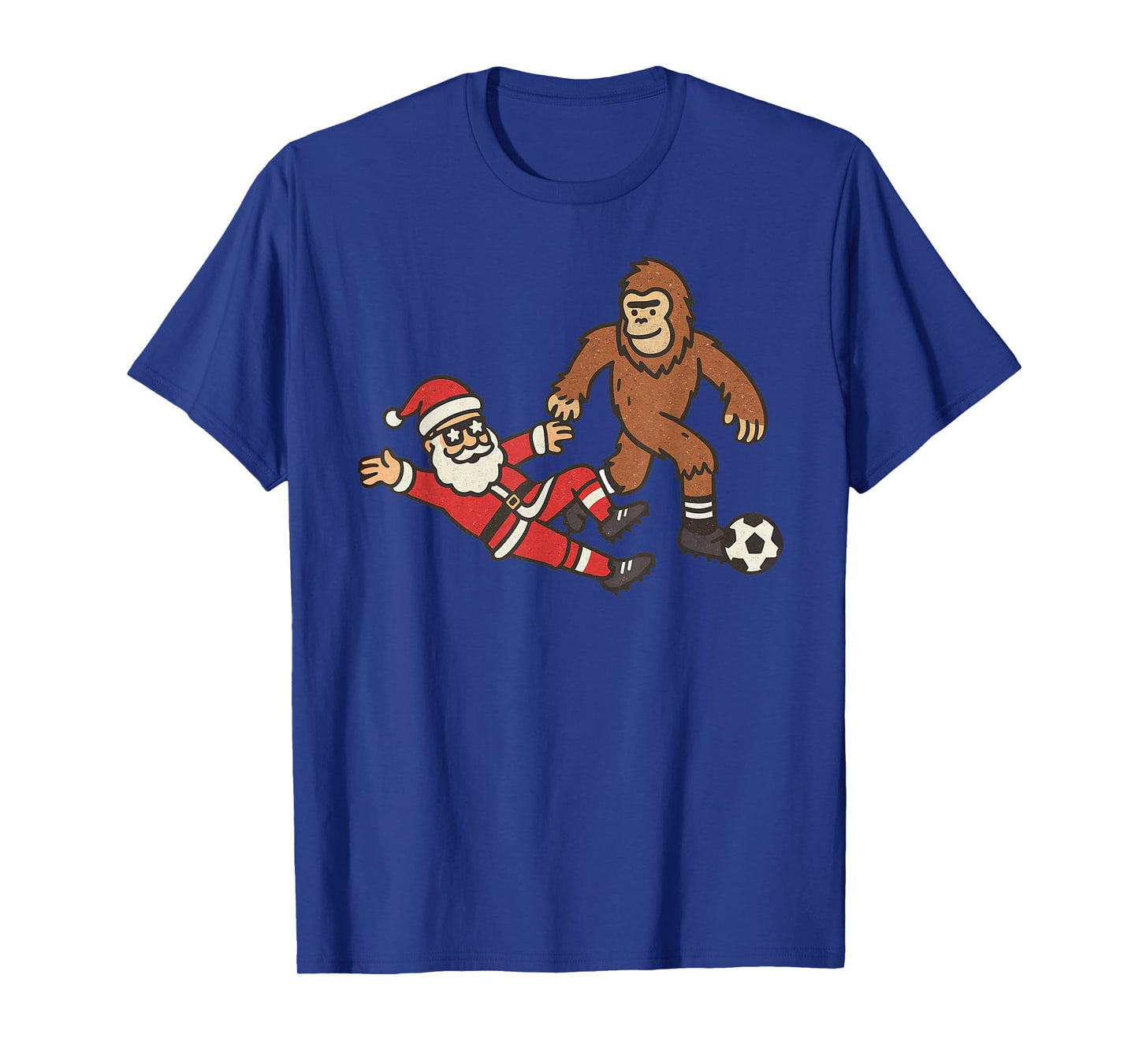 Santa Sasquatch Playing Soccer Christmas Funny Xmas Holiday T-Shirt