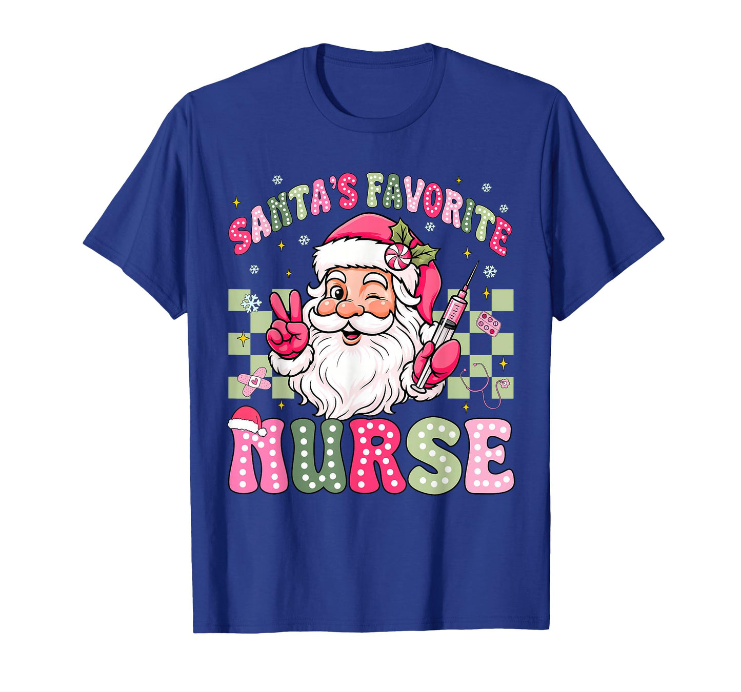 Santa's Favorite Nurse Groovy Christmas Teacher Boys Girls T-Shirt