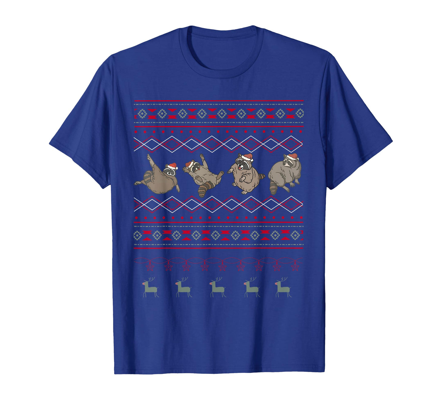 Funny Raccoon Merry Christmas Xmas Reindeer Holiday Ugly T-Shirt