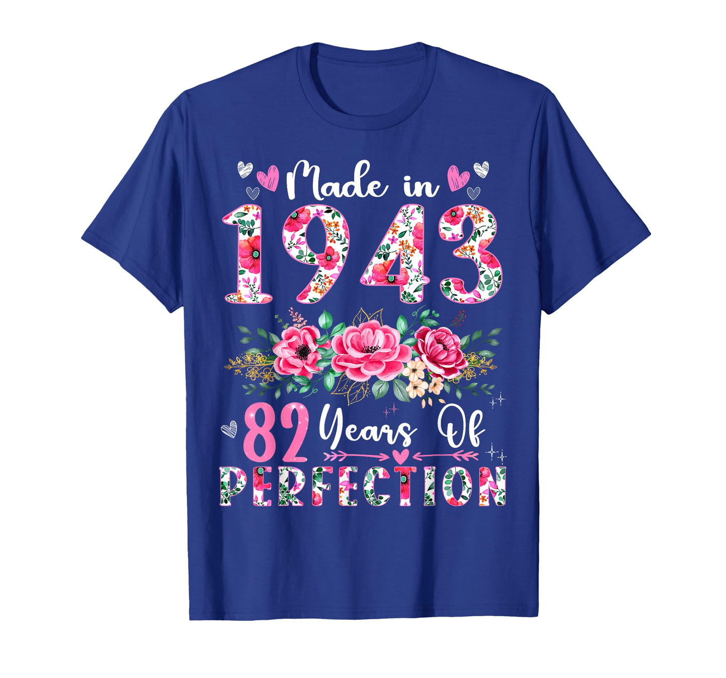 82 Year Old Made In 1943 Floral 82th Birthday Women T-Shirt