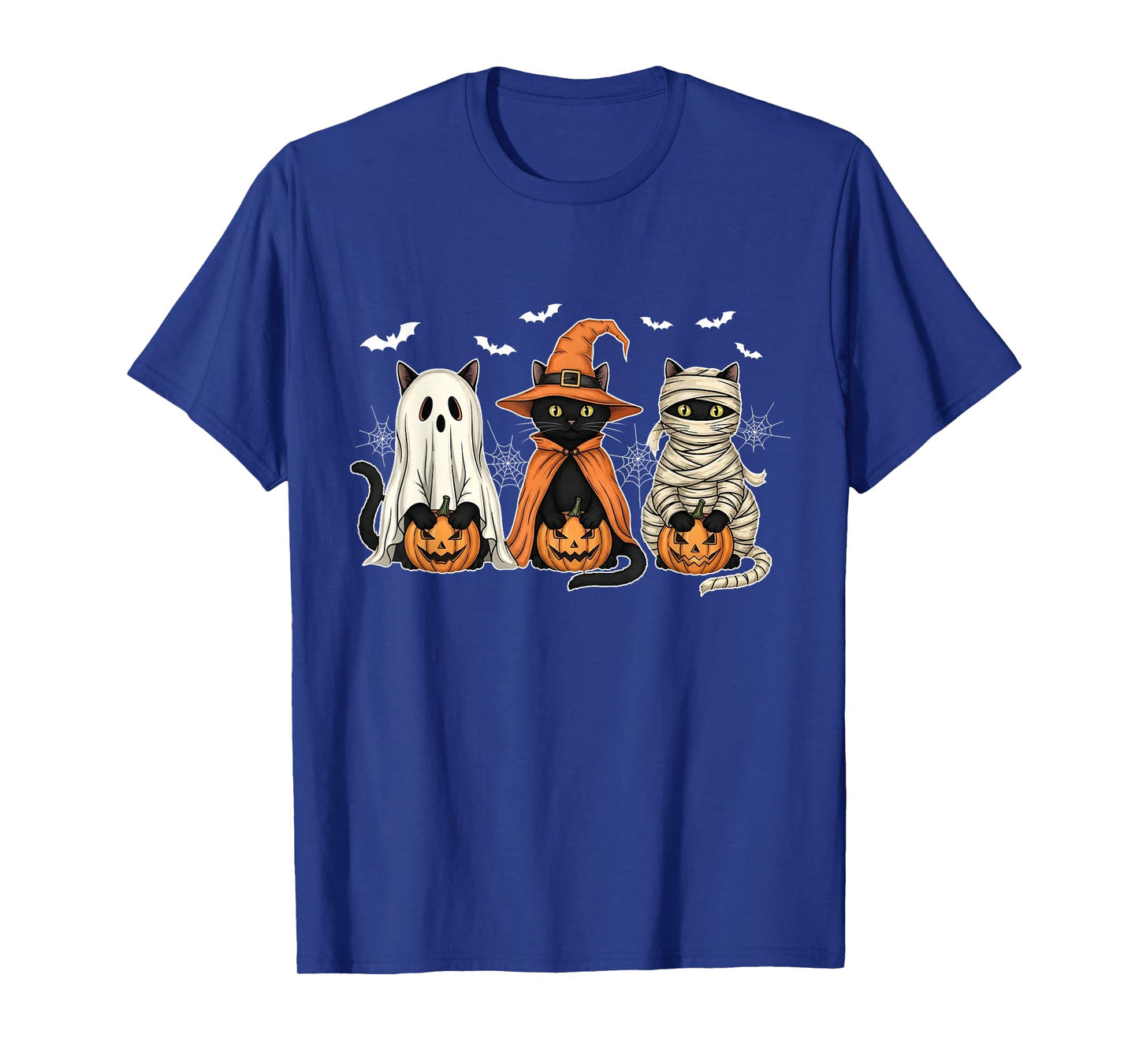 Spooky Black Cat Witch Ghost Mummy Scary Halloween Pumpkin T-Shirt