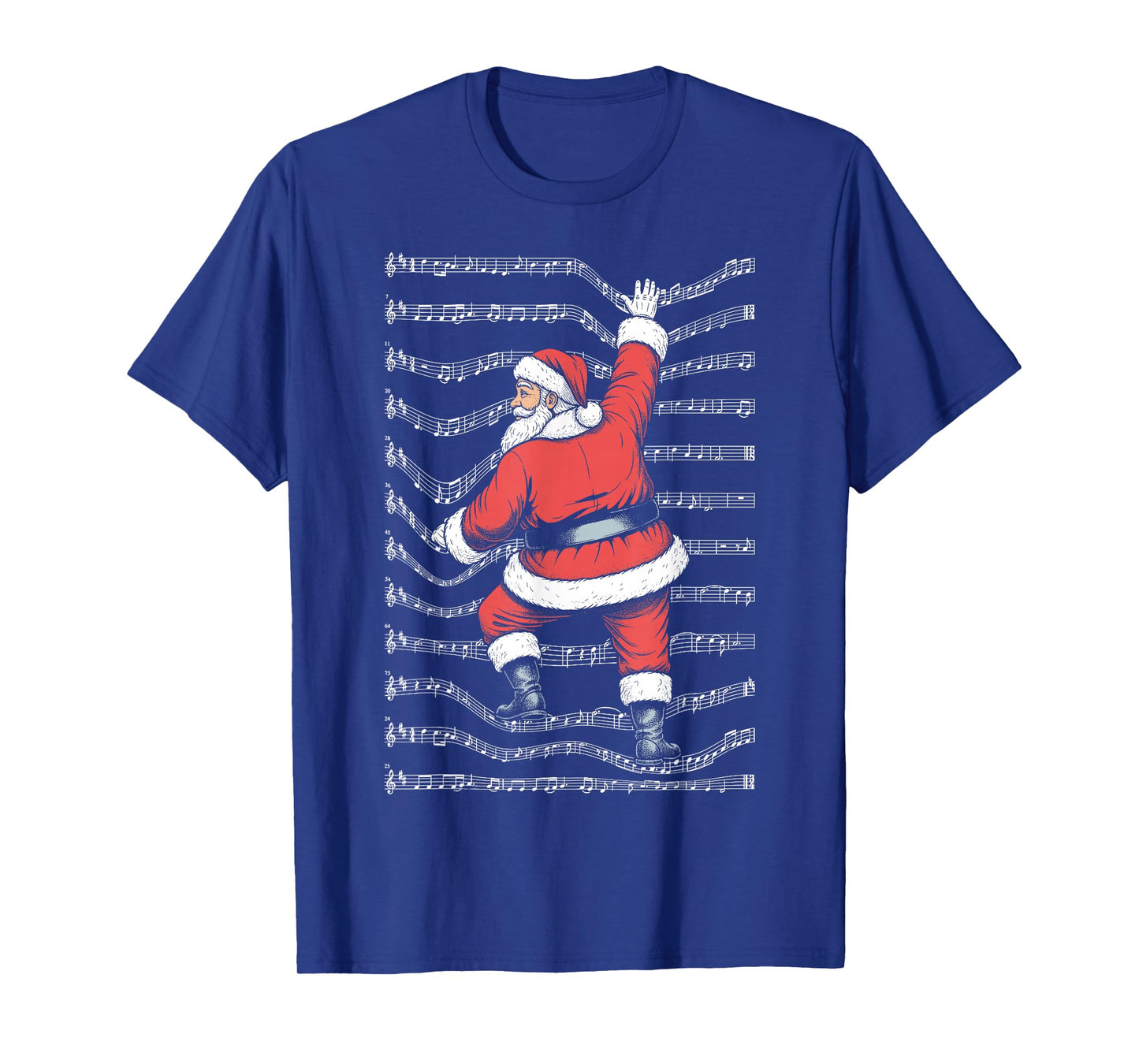 Musician Christmas Funny Santa Claus Climbing Sheet Music T-Shirt