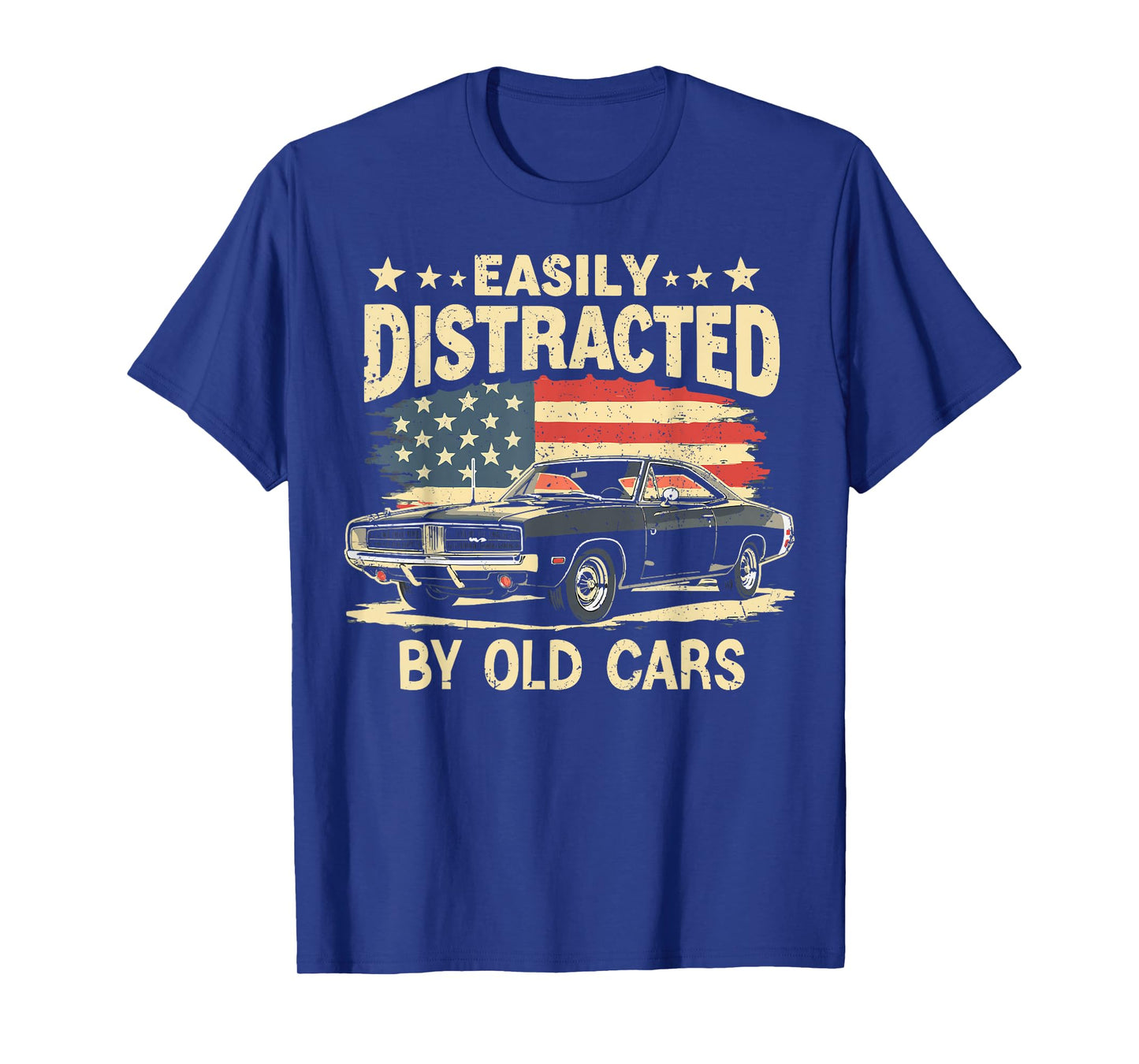 Easily Distracted By Old Cars Classic Car Guy Funny Vintage T-Shirt