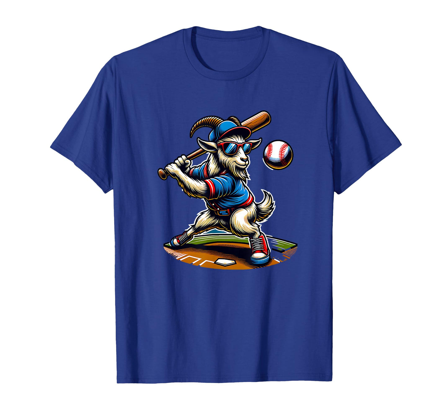 Goat Baseball Player With Bat And Ball Cool Animal Sports T-Shirt