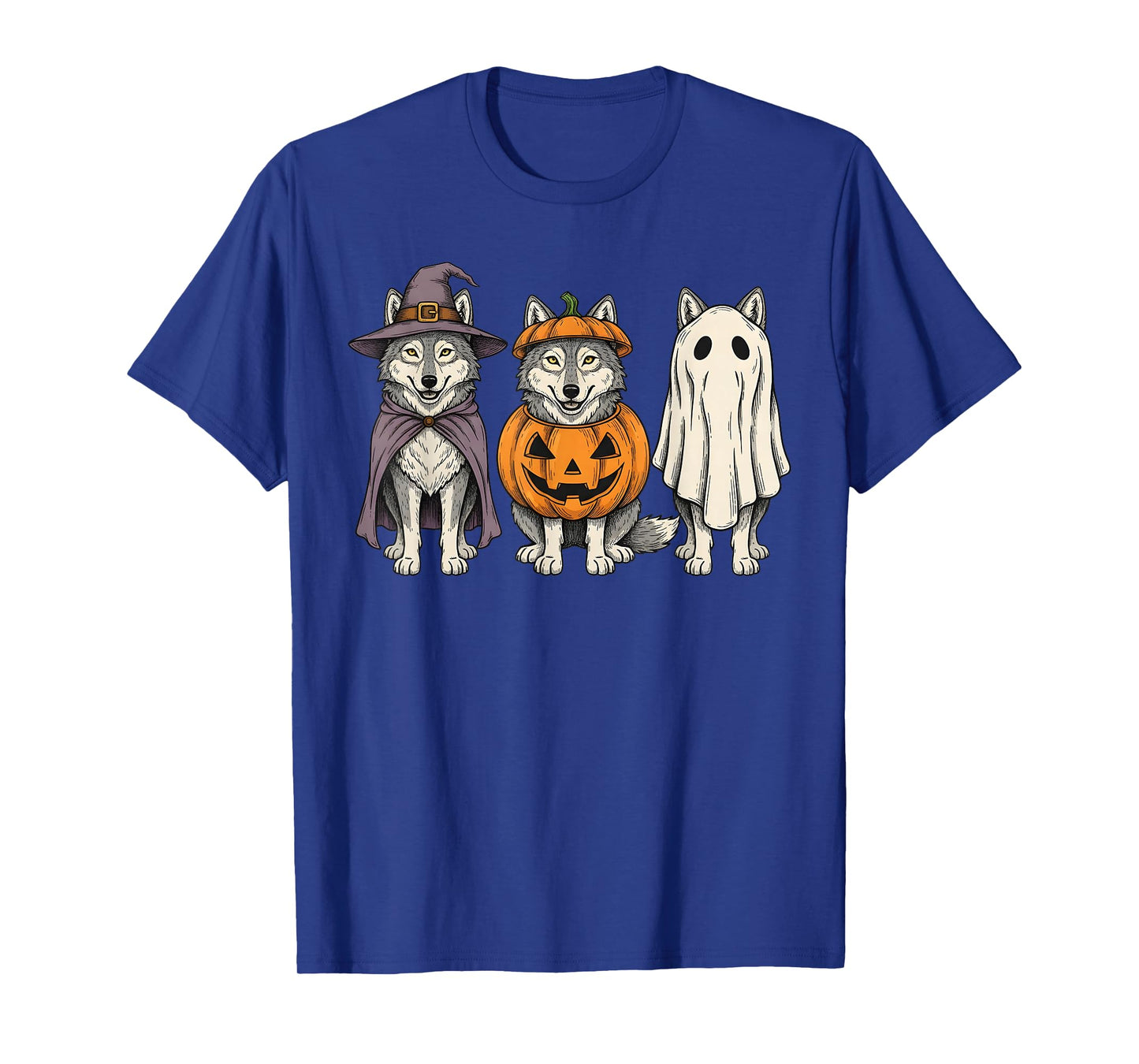 Spooky Ghost Wolf Lover Pumpkin Halloween T-Shirt