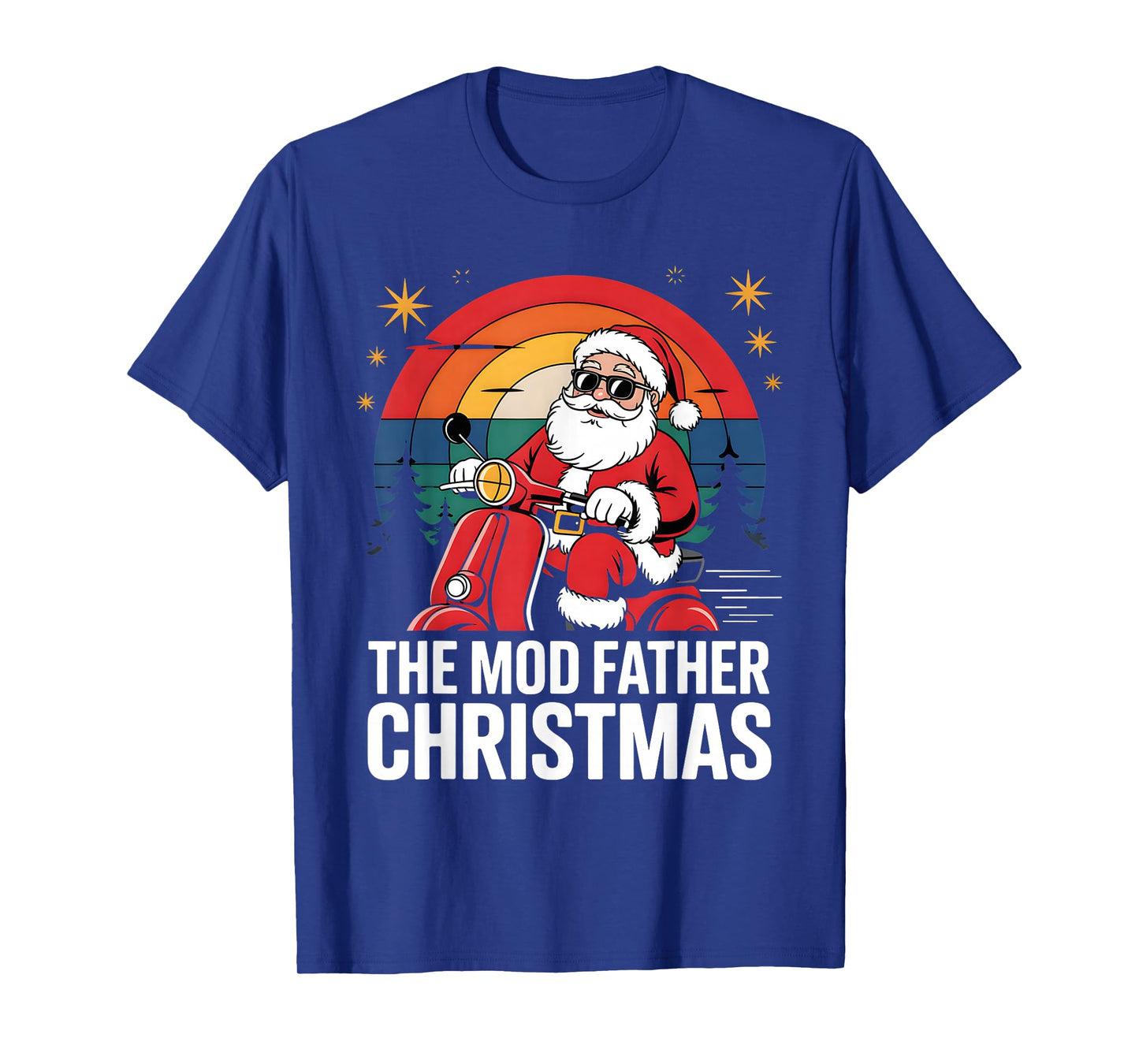 Funny Santa On Motorbike for Mods The Mod Father Christmas T-Shirt