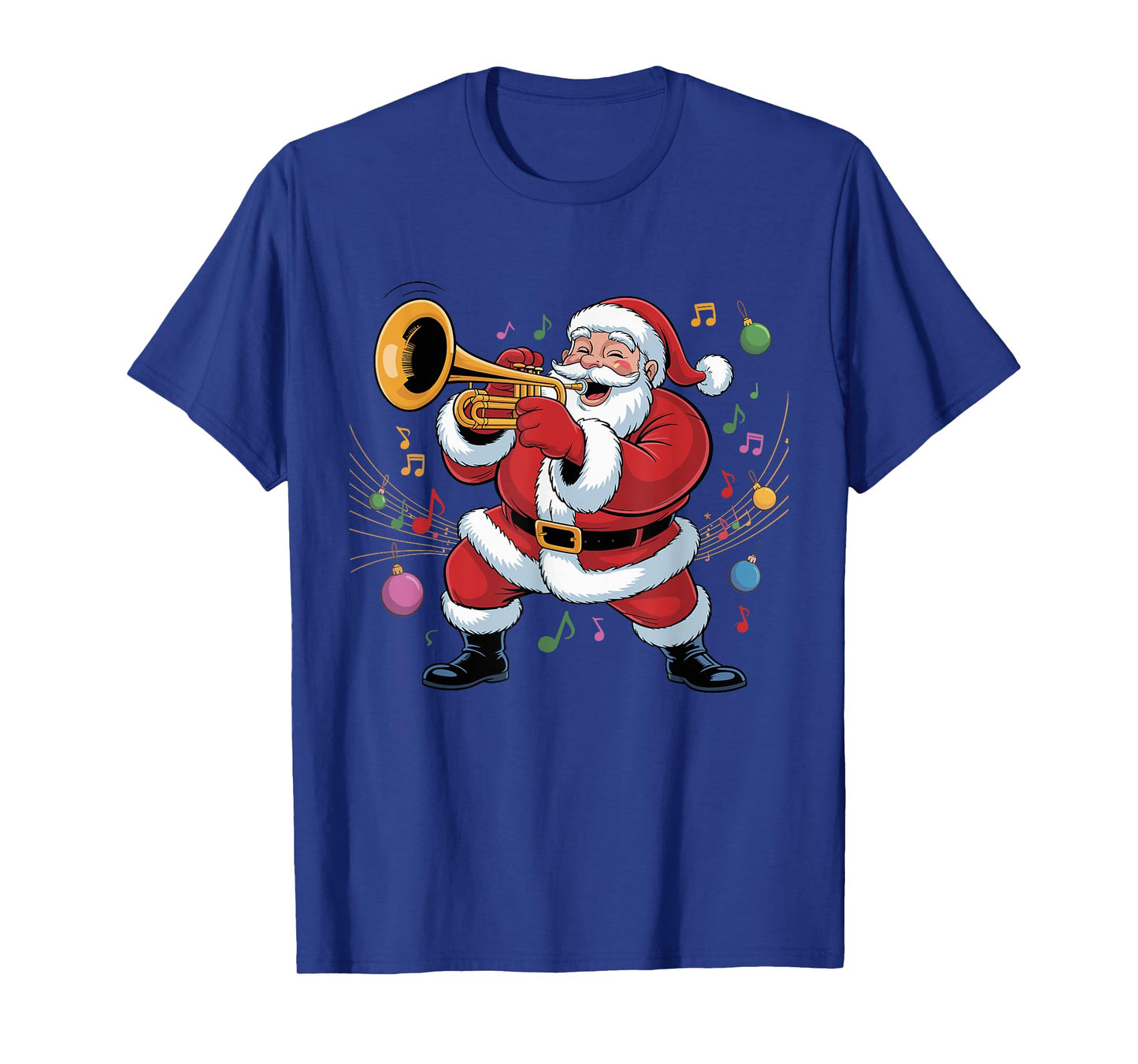 Santa Playing Trumpet Funny Holiday Chrismas Xmas Pajama T-Shirt