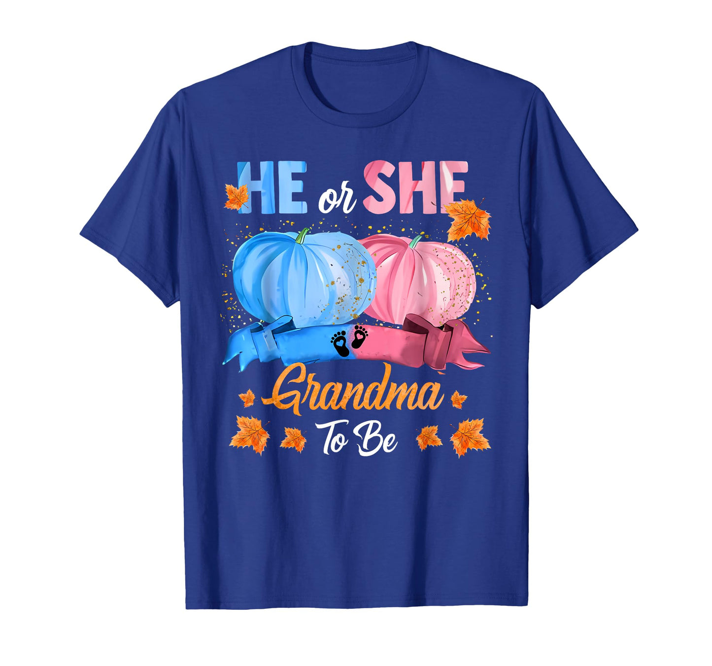 Halloween Pumpkin Gender Reveal He or She Grandma To Be T-Shirt