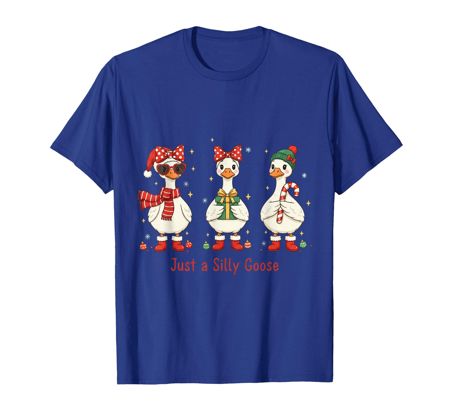 Just A Jolly Goose Santa Cute Bow Christmas Men Women Kid T-Shirt