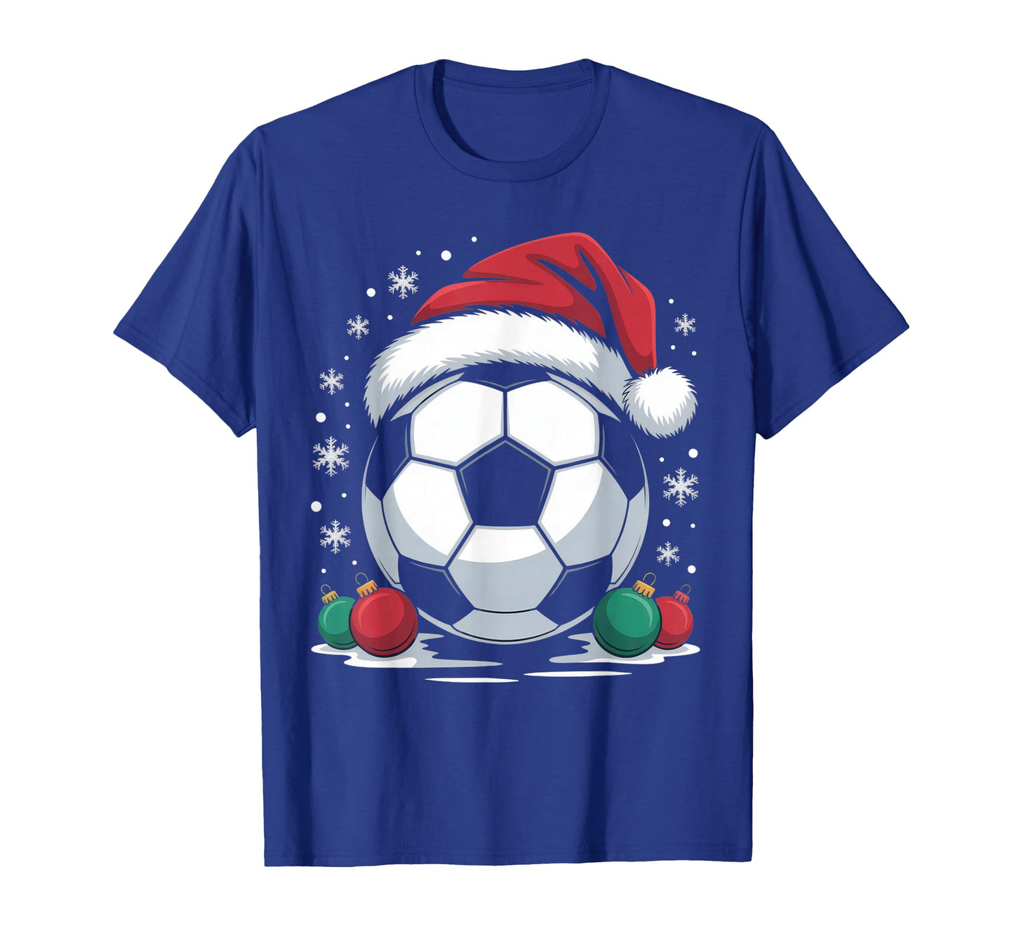 Festive Soccer Fan Joy Santa Hat Ornament Holiday Season T-Shirt