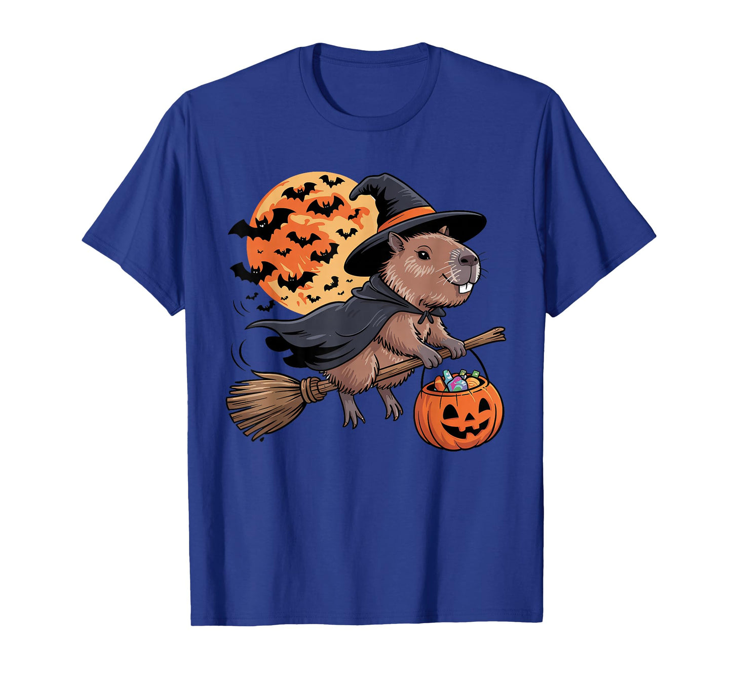 Trick or Treat Capybara Witch Halloween Pumpkin Candy Bucket T-Shirt