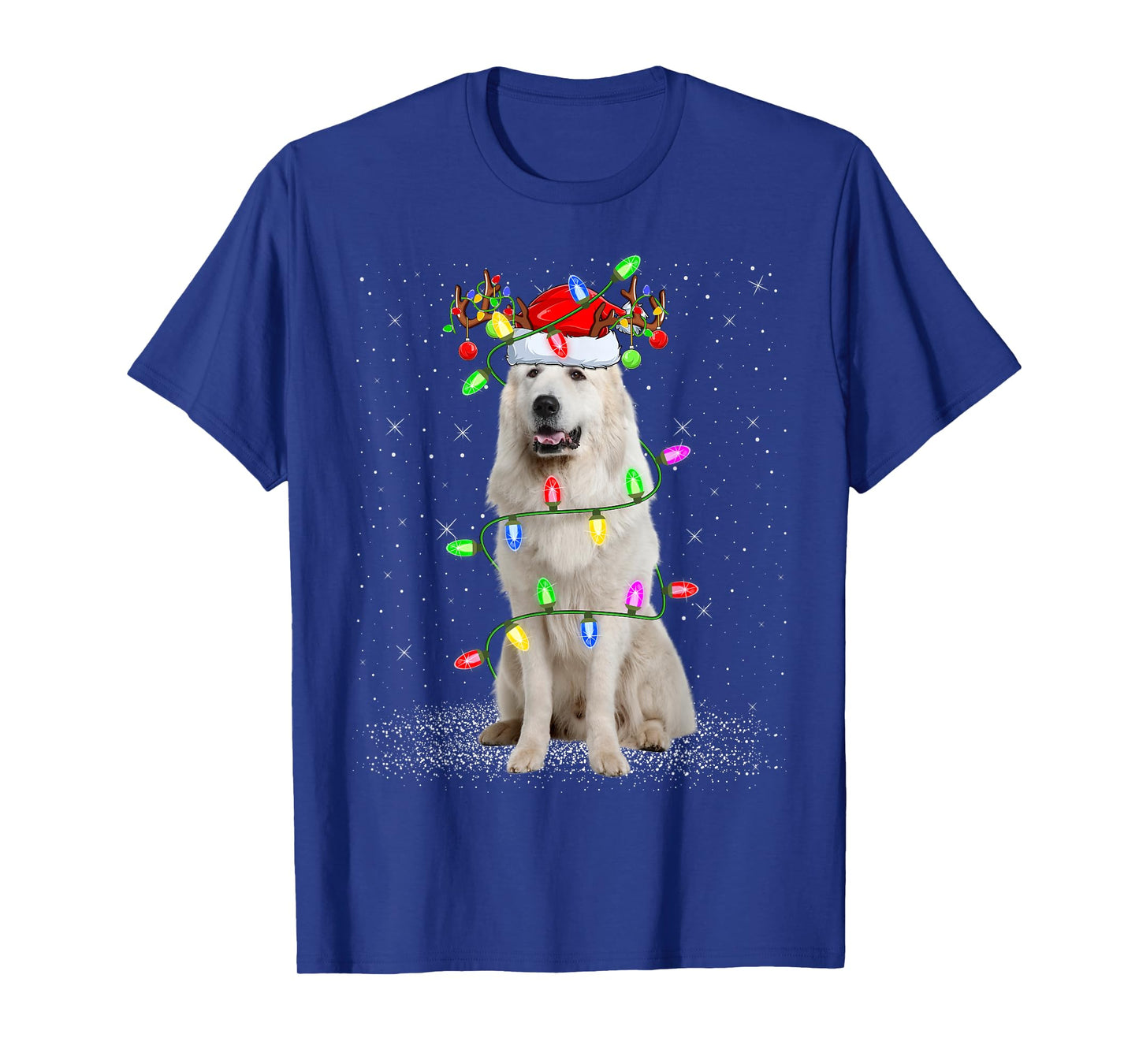 Great Pyrenees Dog Xmas Lights Santa Pet Dog Lover Christmas T-Shirt