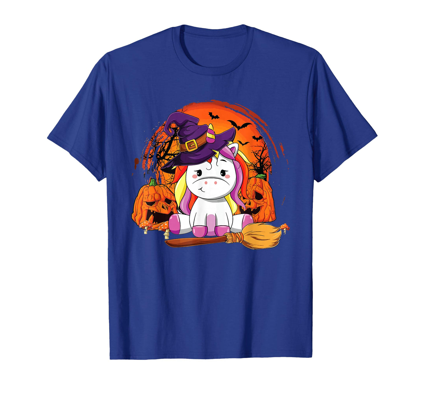 Halloween Unicorn Witch Broom Pumpkin T-Shirt