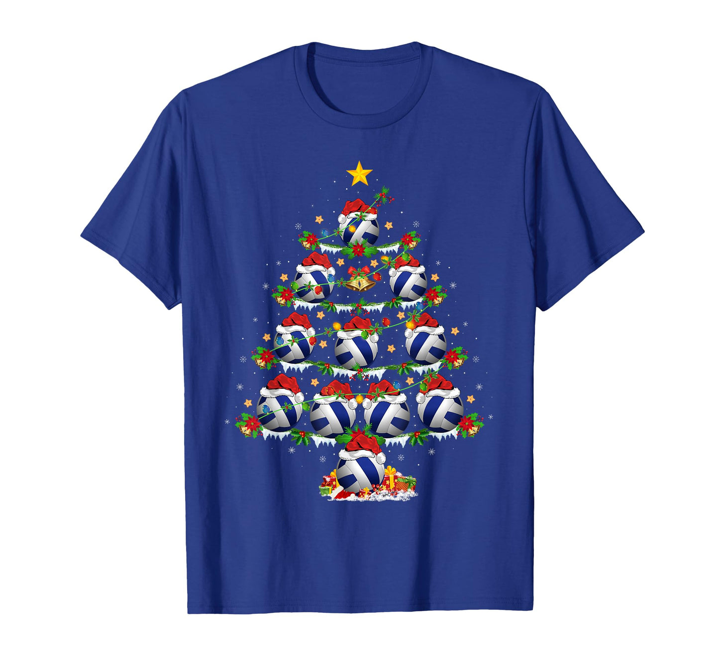 Volleyball Christmas Tree Lights Sports Player Xmas T-Shirt