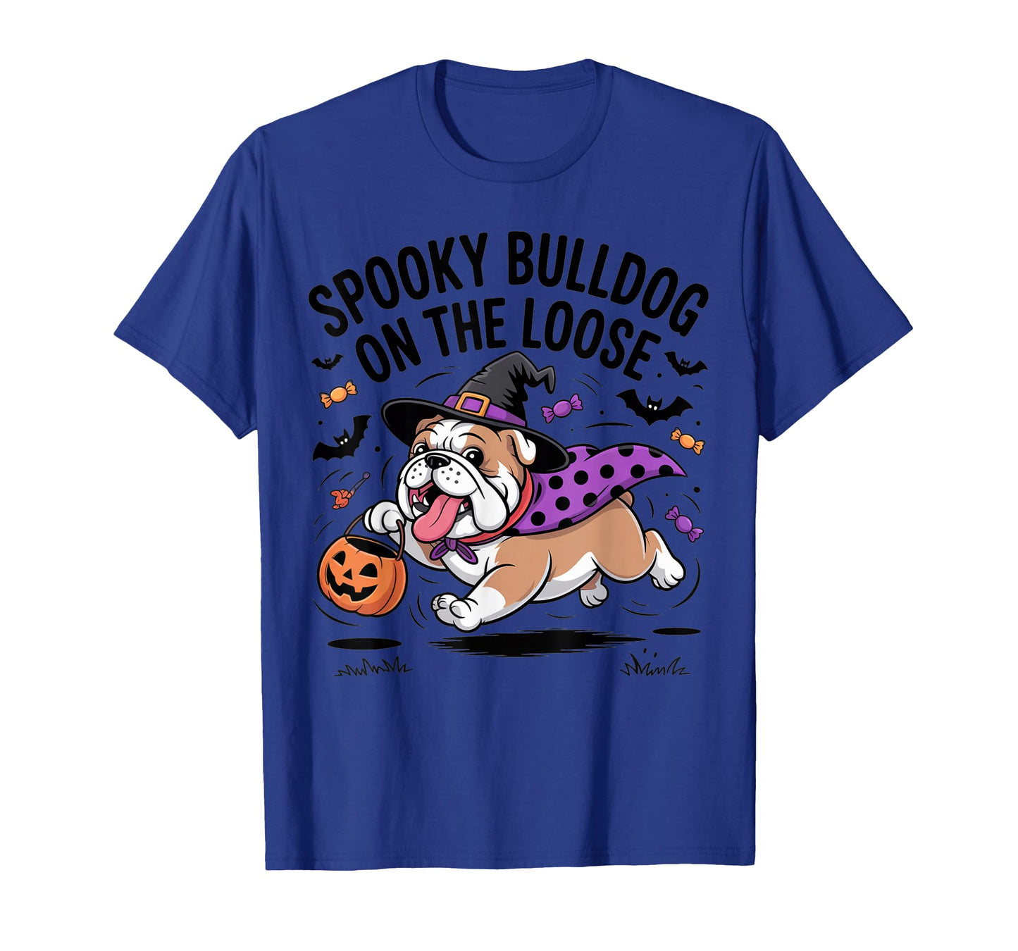 Spooky Bulldog On The Loose Funny Halloween Costume T-Shirt