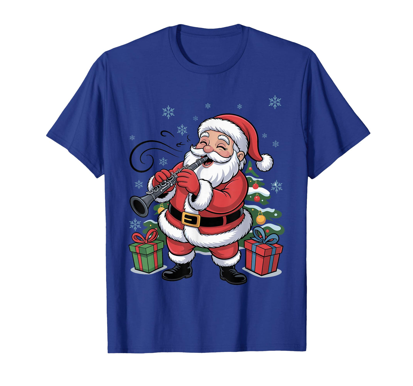 Funny Santa Playing Clarinet Holiday Chrismas Xmas Pajama T-Shirt