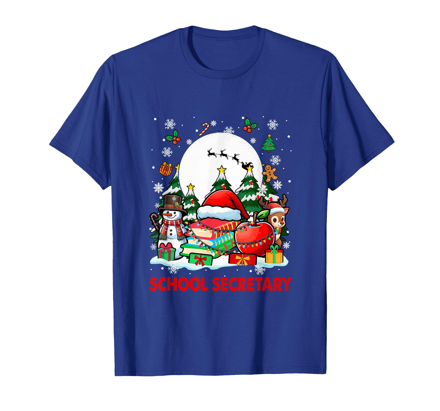 School Secretary Job Tools Santa Snowmen Reindeer Christmas T-Shirt