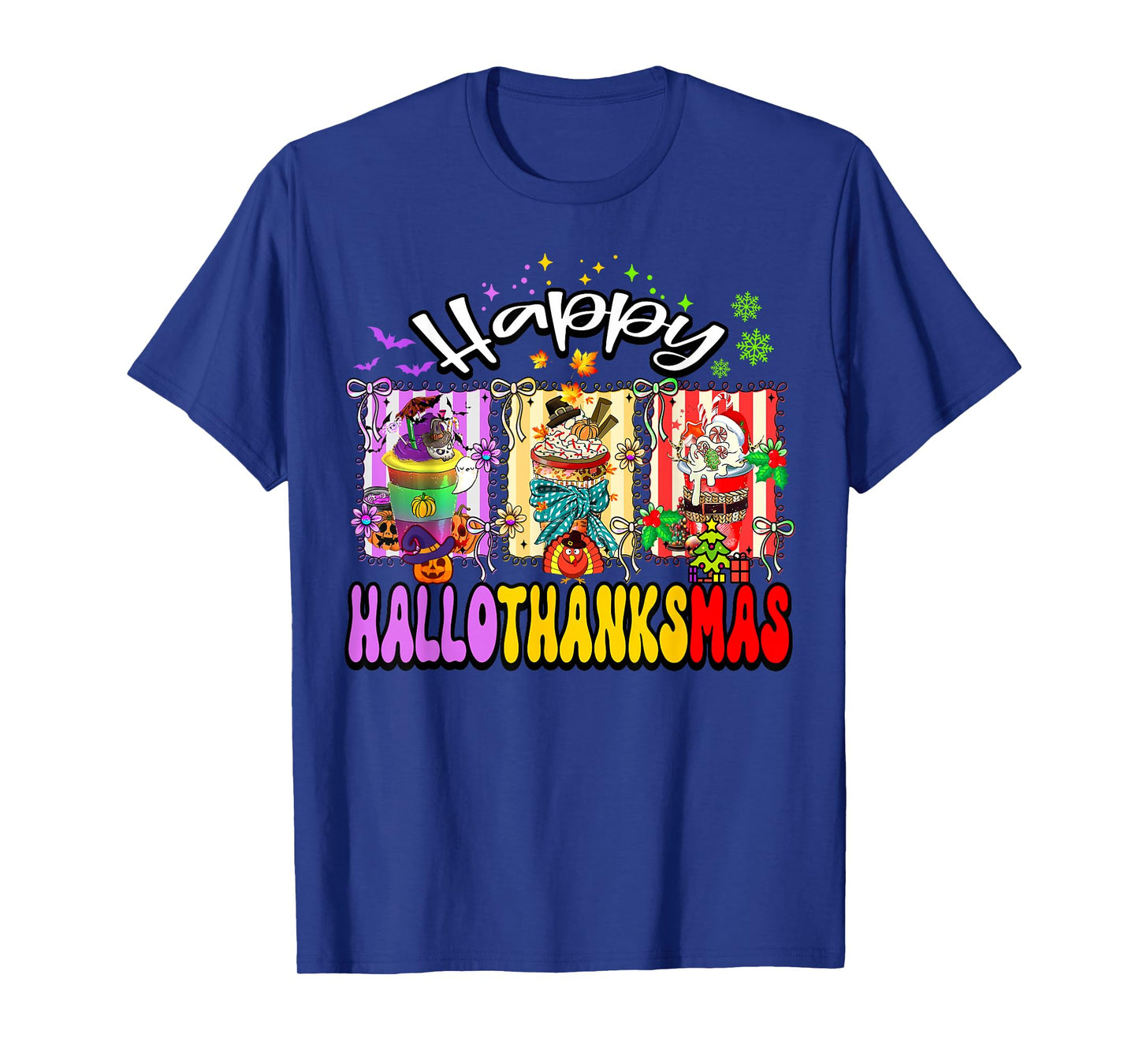 Happy Hallothanksmas Coquette Bow Coffee Latte Holiday Lover T-Shirt