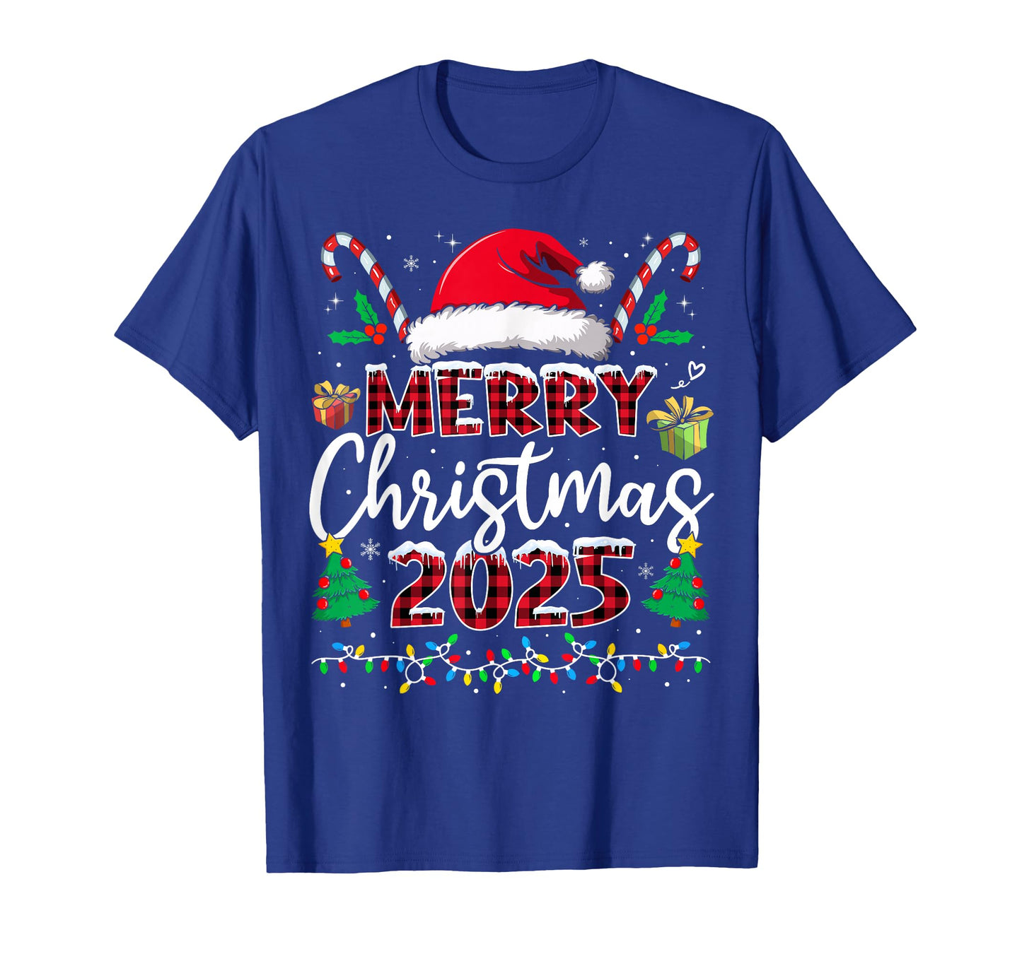 Merry Christmas 2025 Santa Elf Funny Family Matching Pajamas T-Shirt
