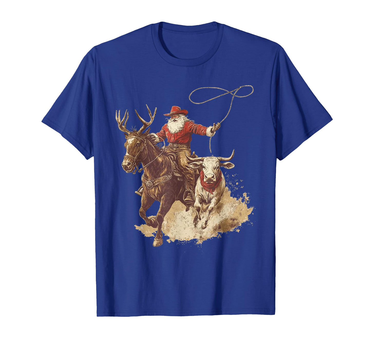 Santa Riding Horse Western Cowboy Christmas Horse Cow T-Shirt
