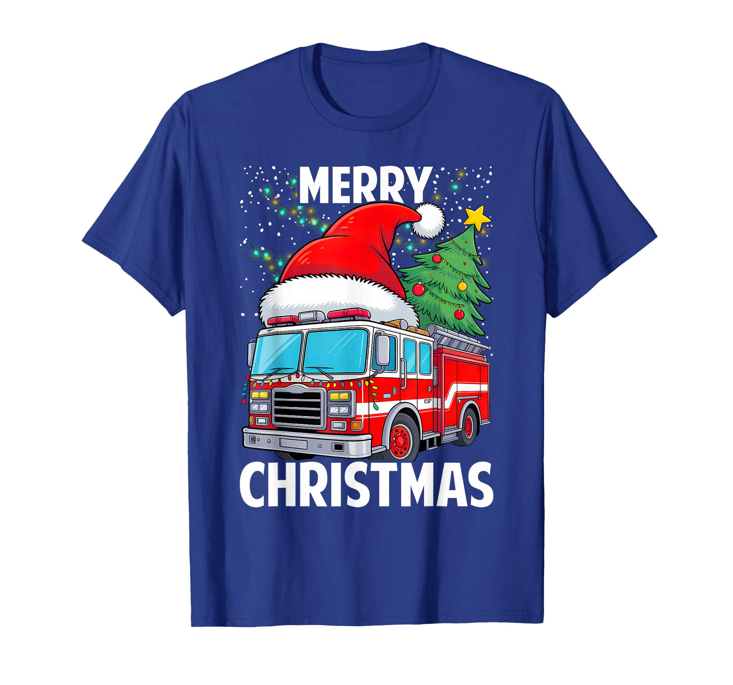 Firetruck Santa Sleigh Fireman Christmas Firefighter T-Shirt