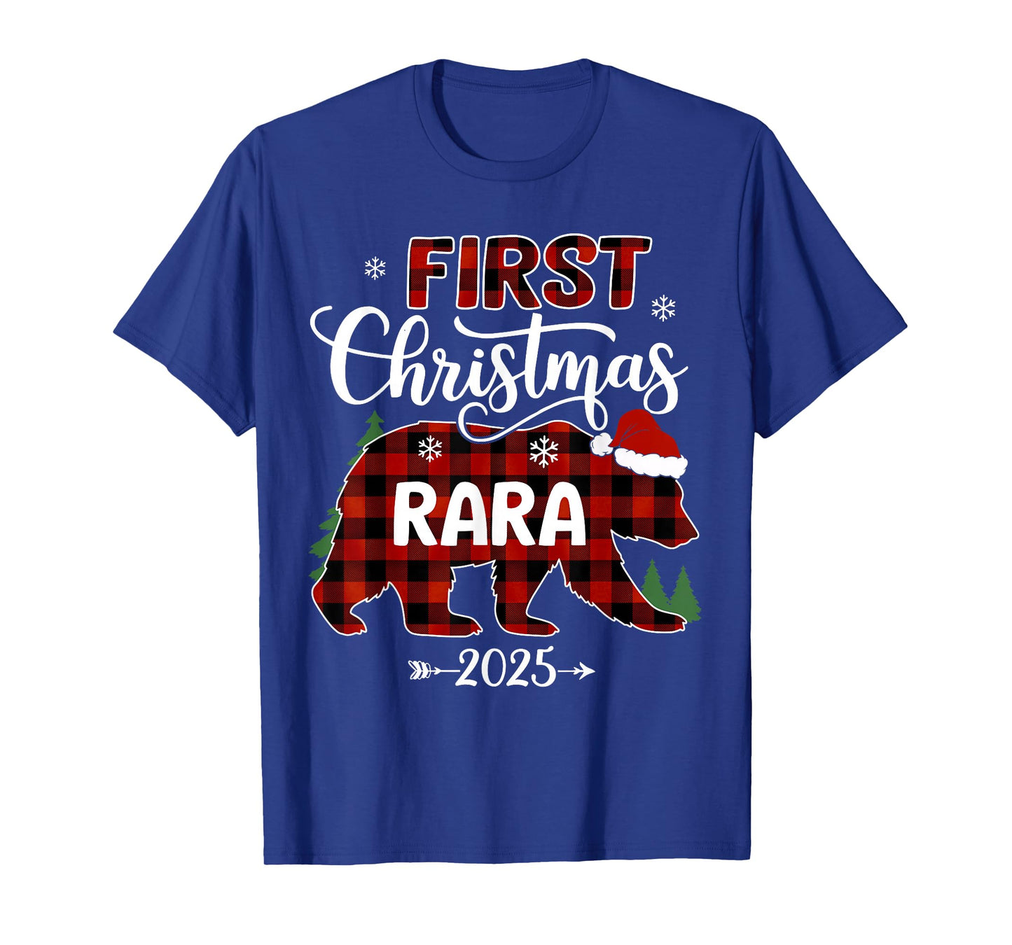Pregnancy First Christmas RARA Red Plaid Bear Santa 2025 T-Shirt