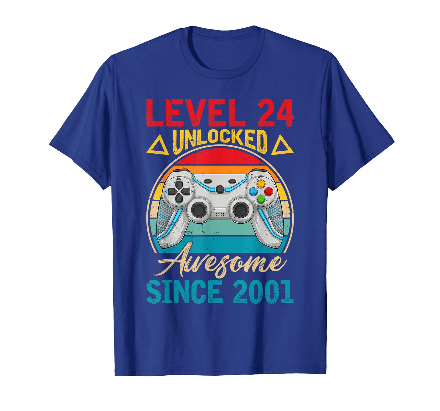 Level 24 Unlocked Awesome Since 2001 Retro 24th Birthday T-Shirt