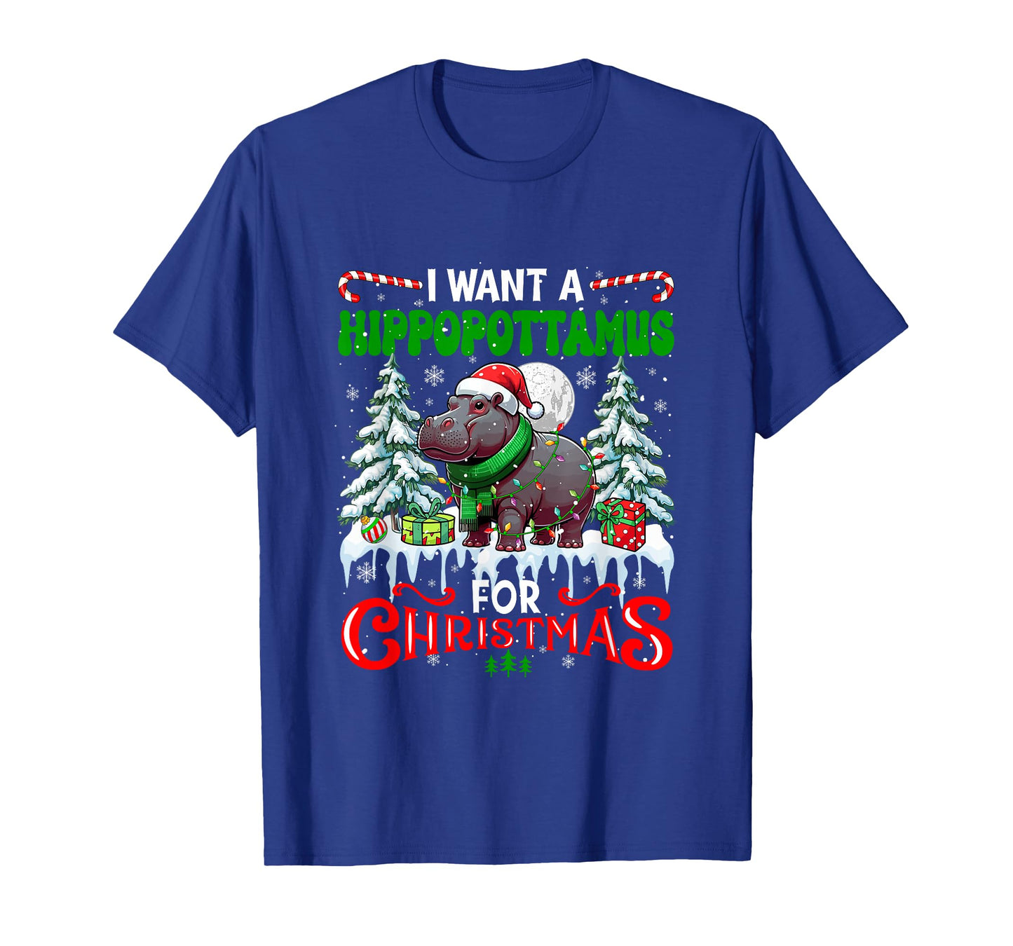 A Hippopotamus for Xmas Cute Santa Hippo Zoo Animal Lover T-Shirt