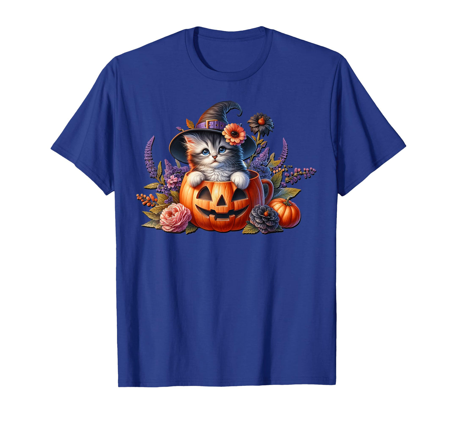 Halloween Cat in Pumpkin Face Coffee Mug Kitten for Cat Lady T-Shirt