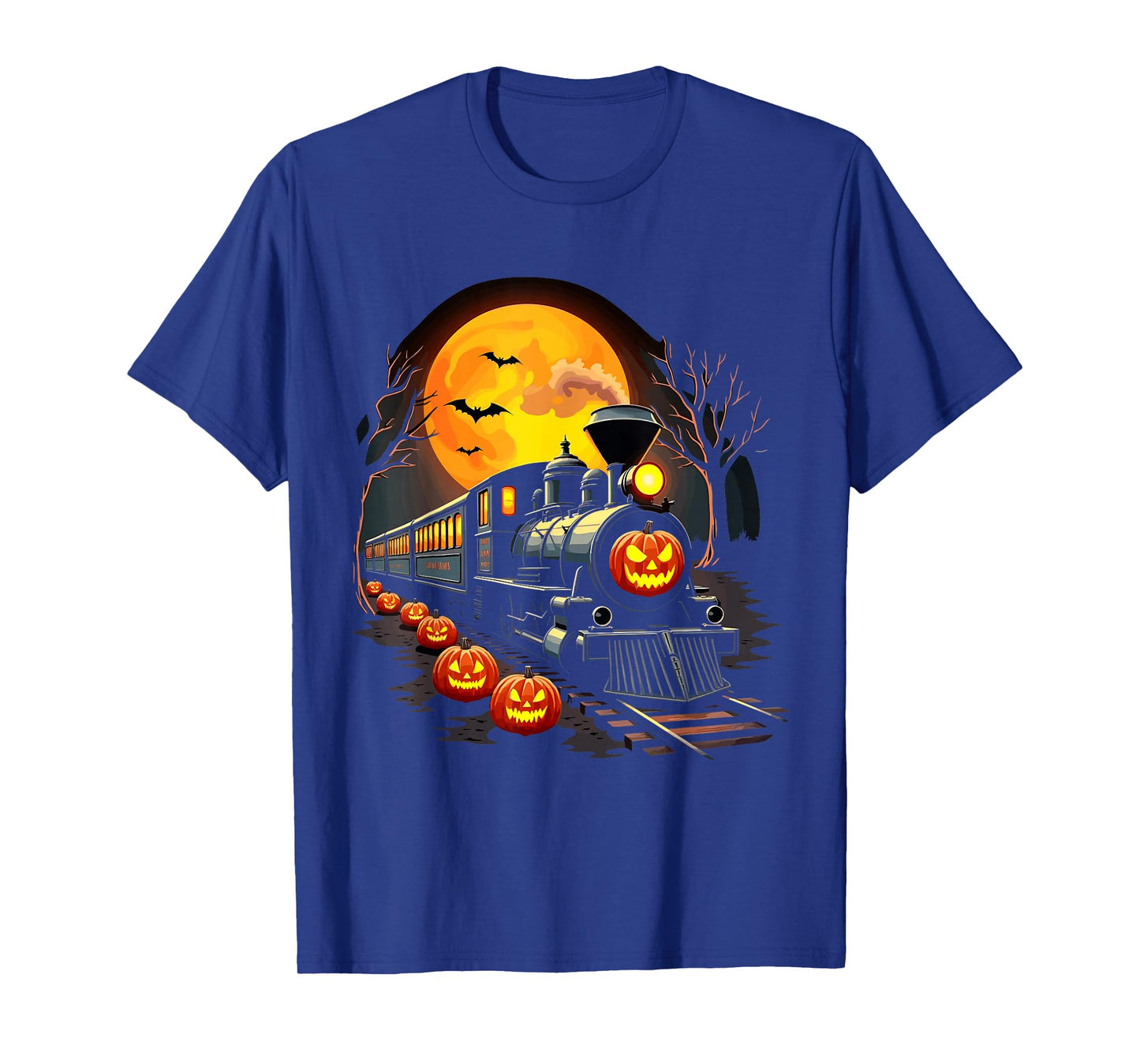 Vintage Train Halloween Costume Pumpkin Ghost Men Women Kids T-Shirt
