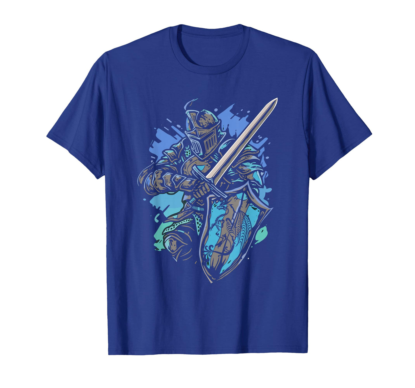 Medieval Knight Armor Sword Shield Vintage Men Boys Graphic T-Shirt