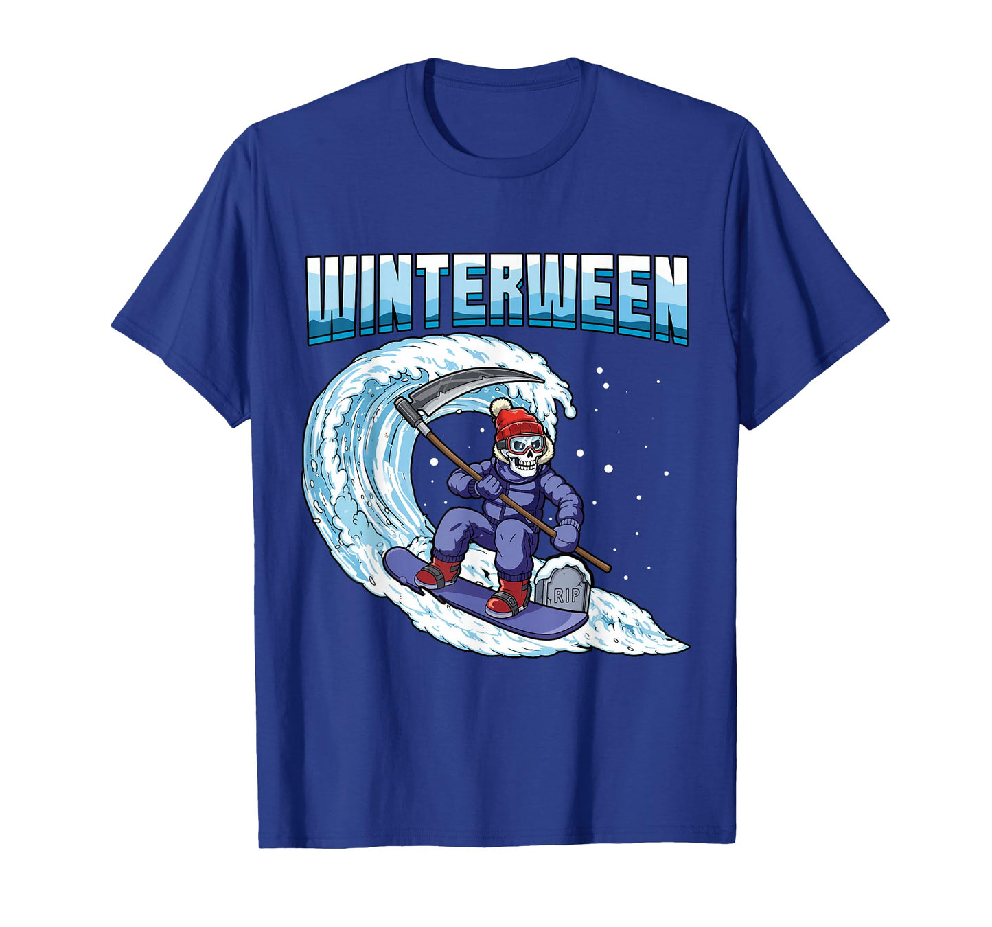 Winterween Winter Halloween Christmas Skeleton Snowboarding T-Shirt