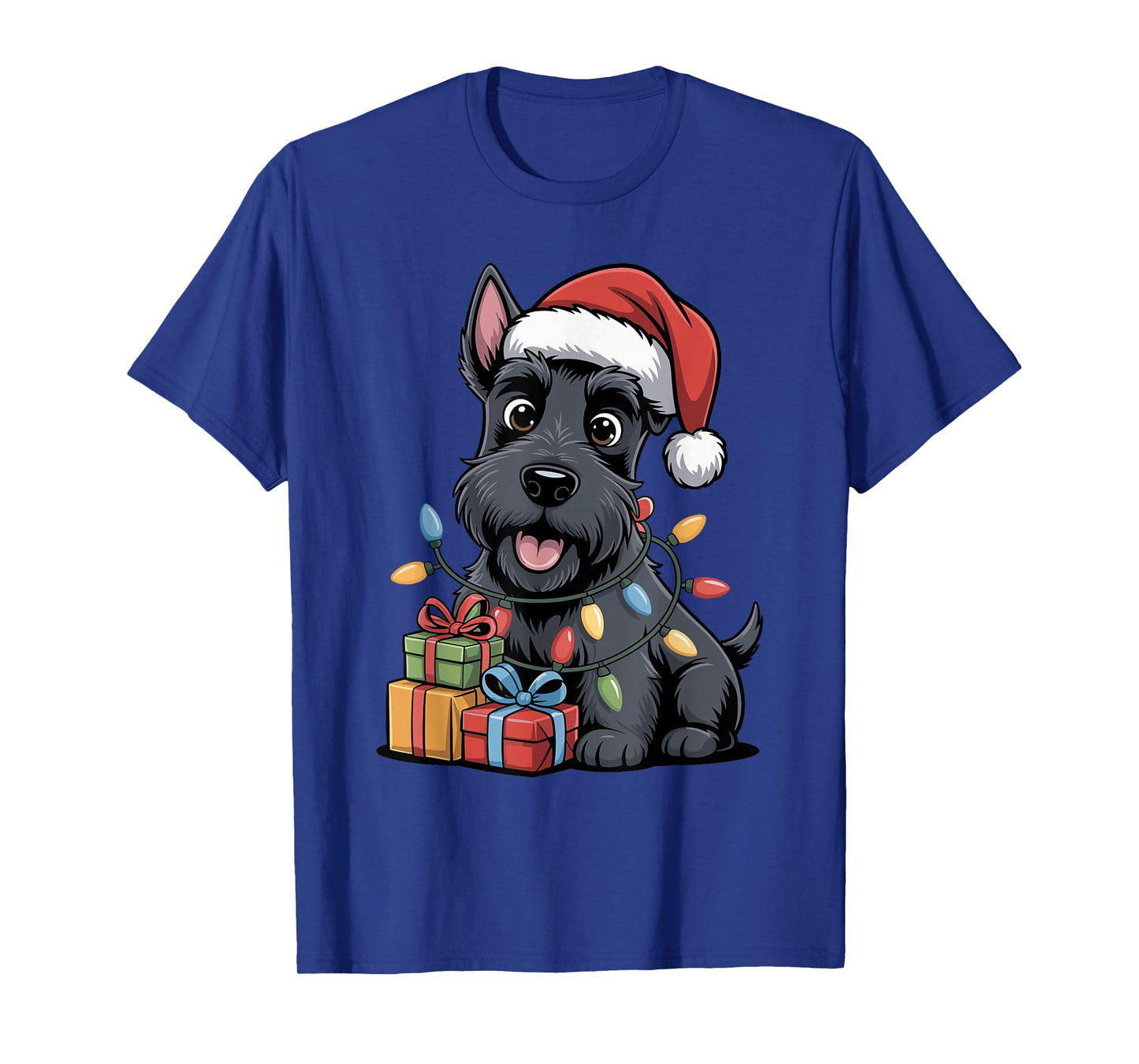 Cute Scottish Terrier Santa Hat Christmas Scottie Dog Lover T-Shirt