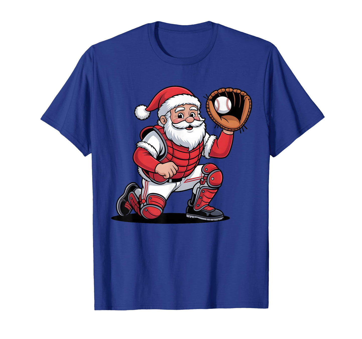 Santa Baseball Catcher Christmas Graphic Boys Kids Teens T-Shirt