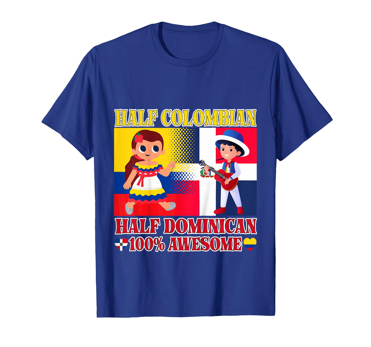 Half Colombian Half Dominican Republic Flag Toddler Girl Boy T-Shirt
