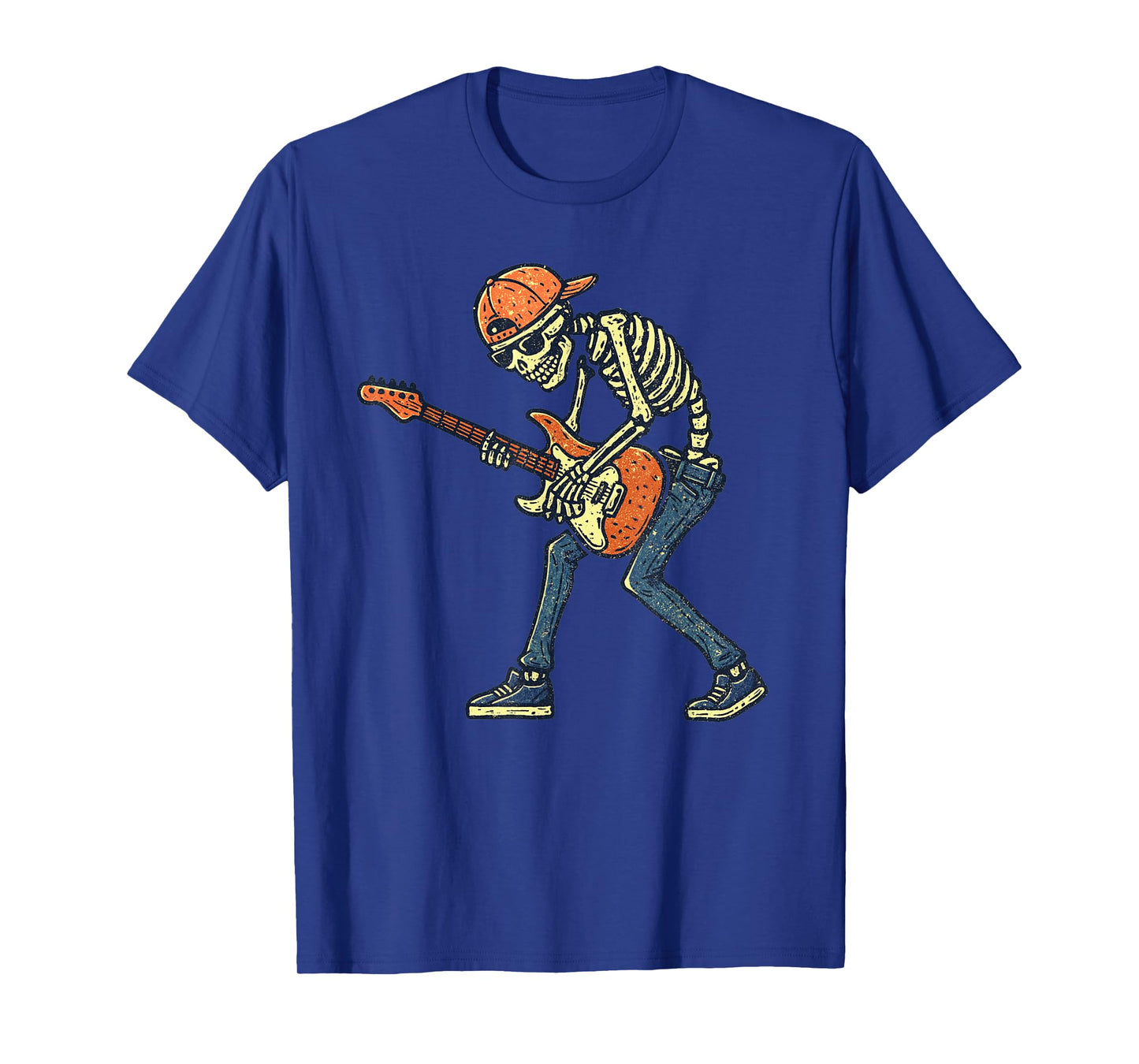Vintage Halloween Skeleton Guitar Rock Funny Spooky Costume T-Shirt