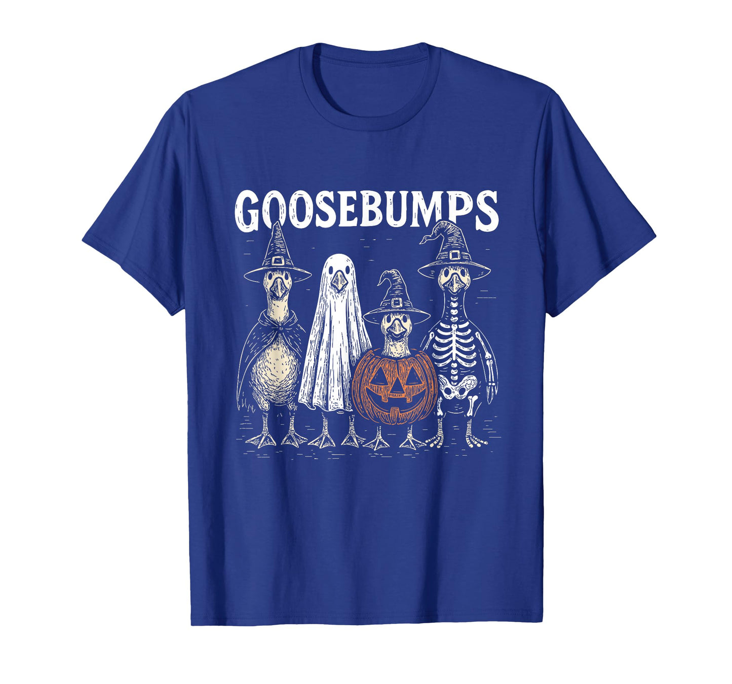 Funny Halloween Spooky Season Goose Pumpkin Illustration T-Shirt