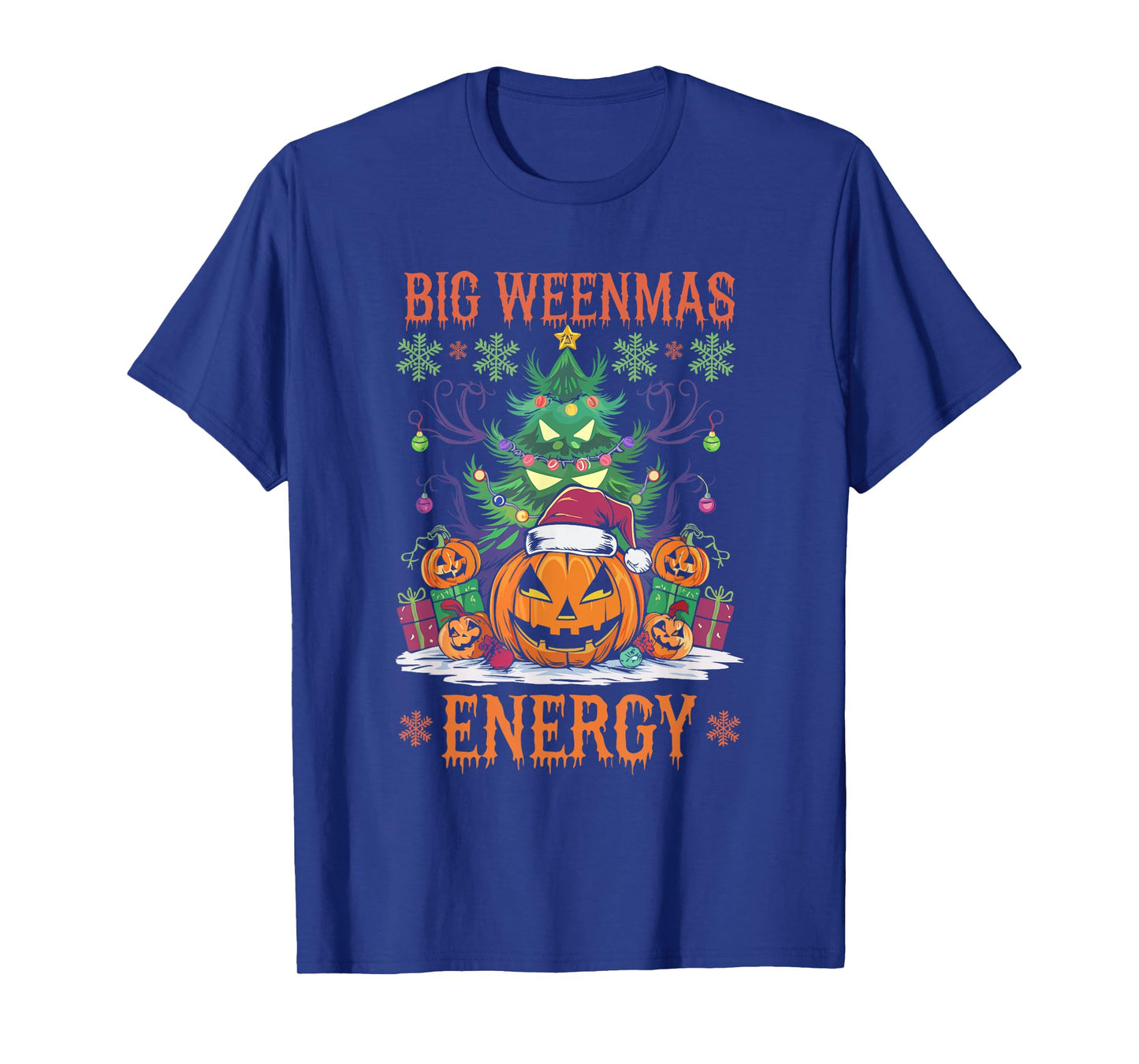 Big Weenmas Energy Jack-O-Lantern Pumpkin & Christmas Tree T-Shirt
