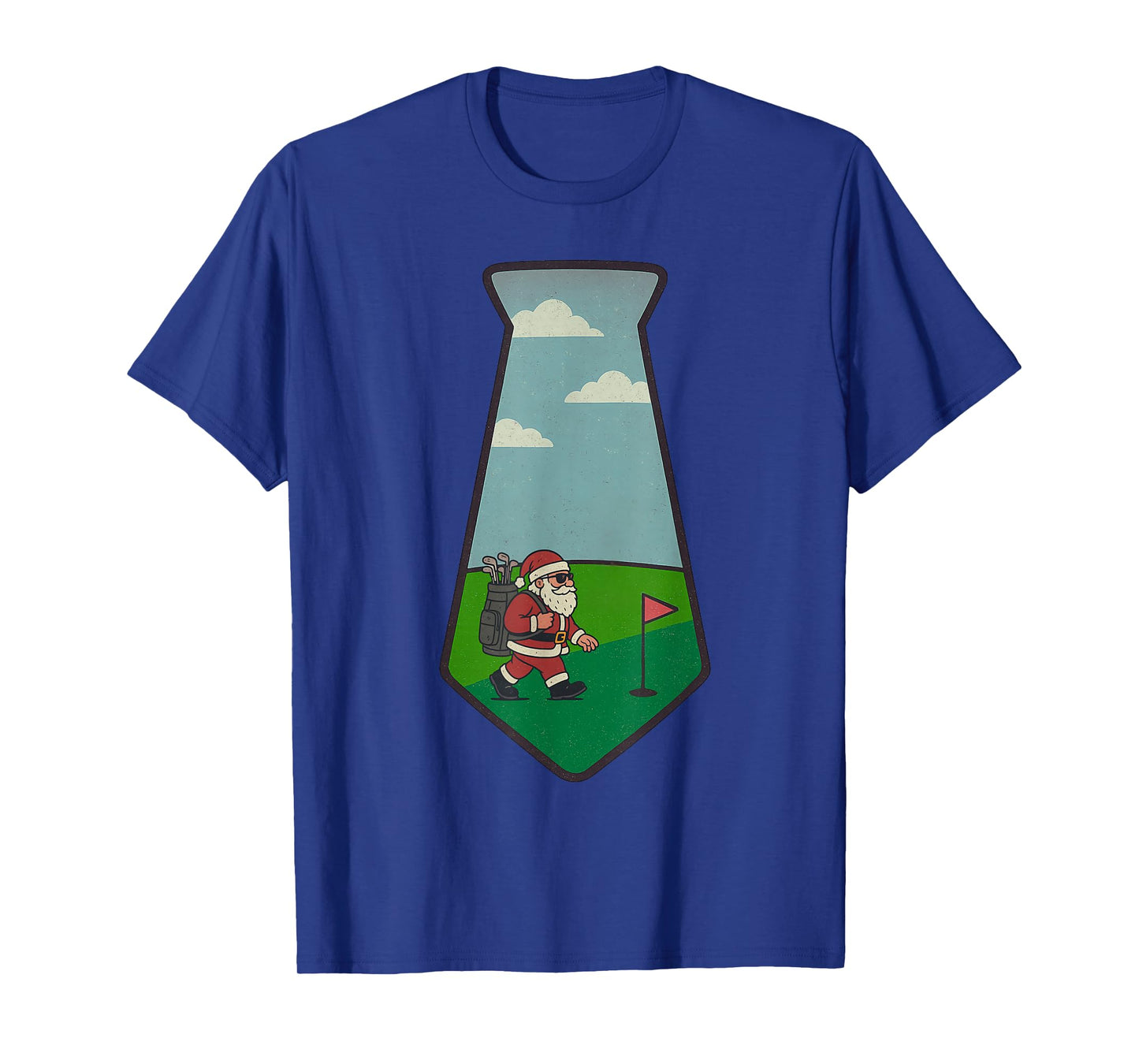 Santa Playing Golf Christmas Vintage Funny Xmas T-Shirt