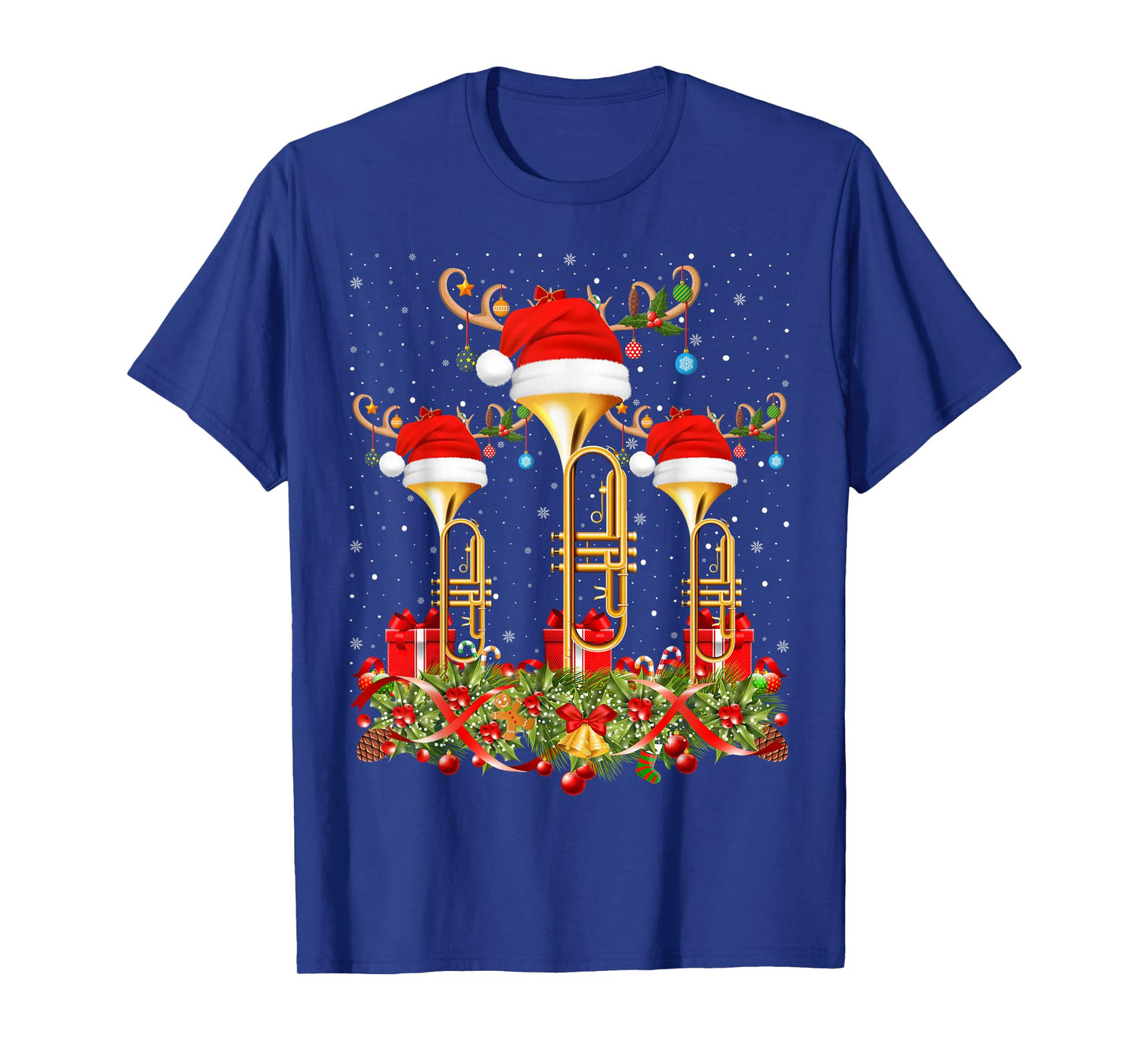 Jazz Music Lover Xmas Lighting Musical Trumpet Christmas T-Shirt