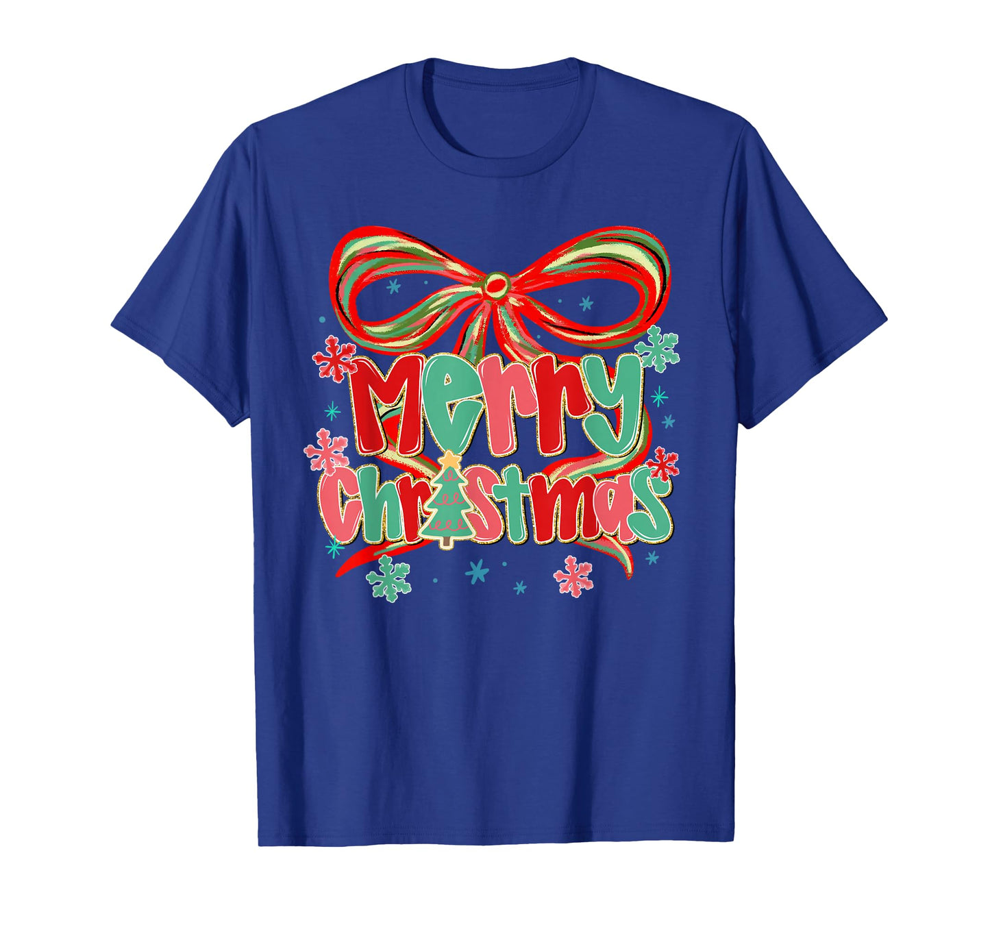 Coquette Bow Merry Christmas Xmas Family Pajamas Holiday T-Shirt