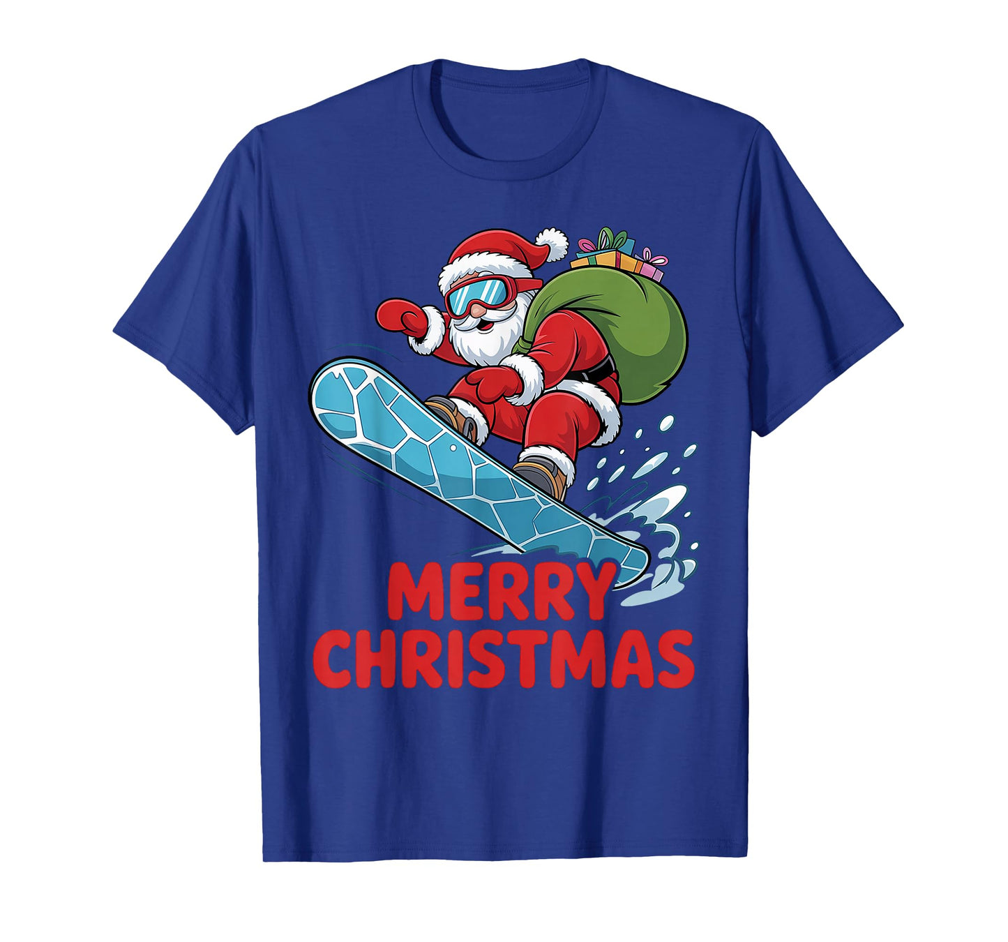 Merry Christmas Santa Riding a Snowboard Funny Snowboarding T-Shirt